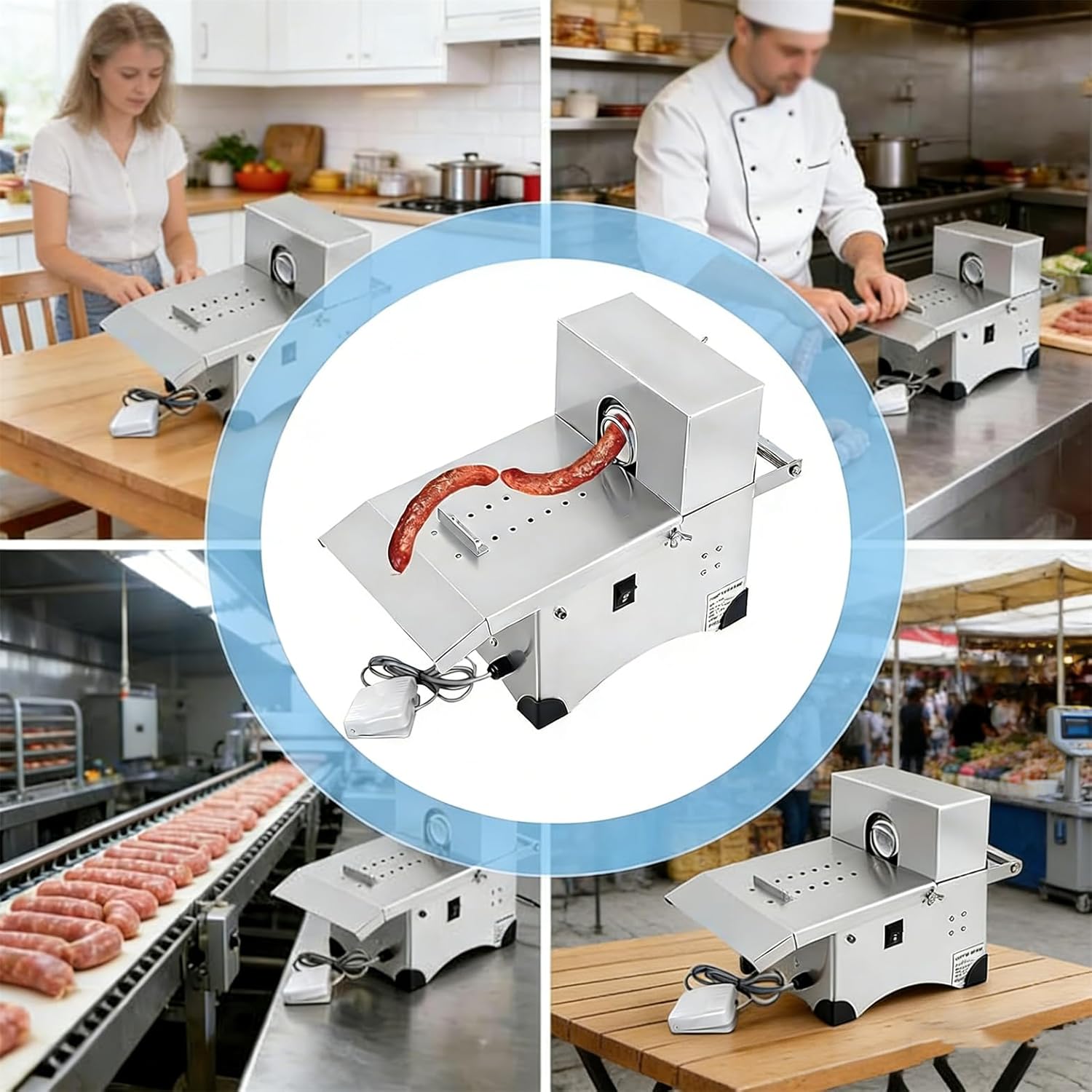 Electric Sausage Linker Machine Sausage Stuffer Knotting Machine, Stainless Steel Sausage Casings Binding Machine, Sausage Making Machine, (Sausage Diameter: 0-42mm)