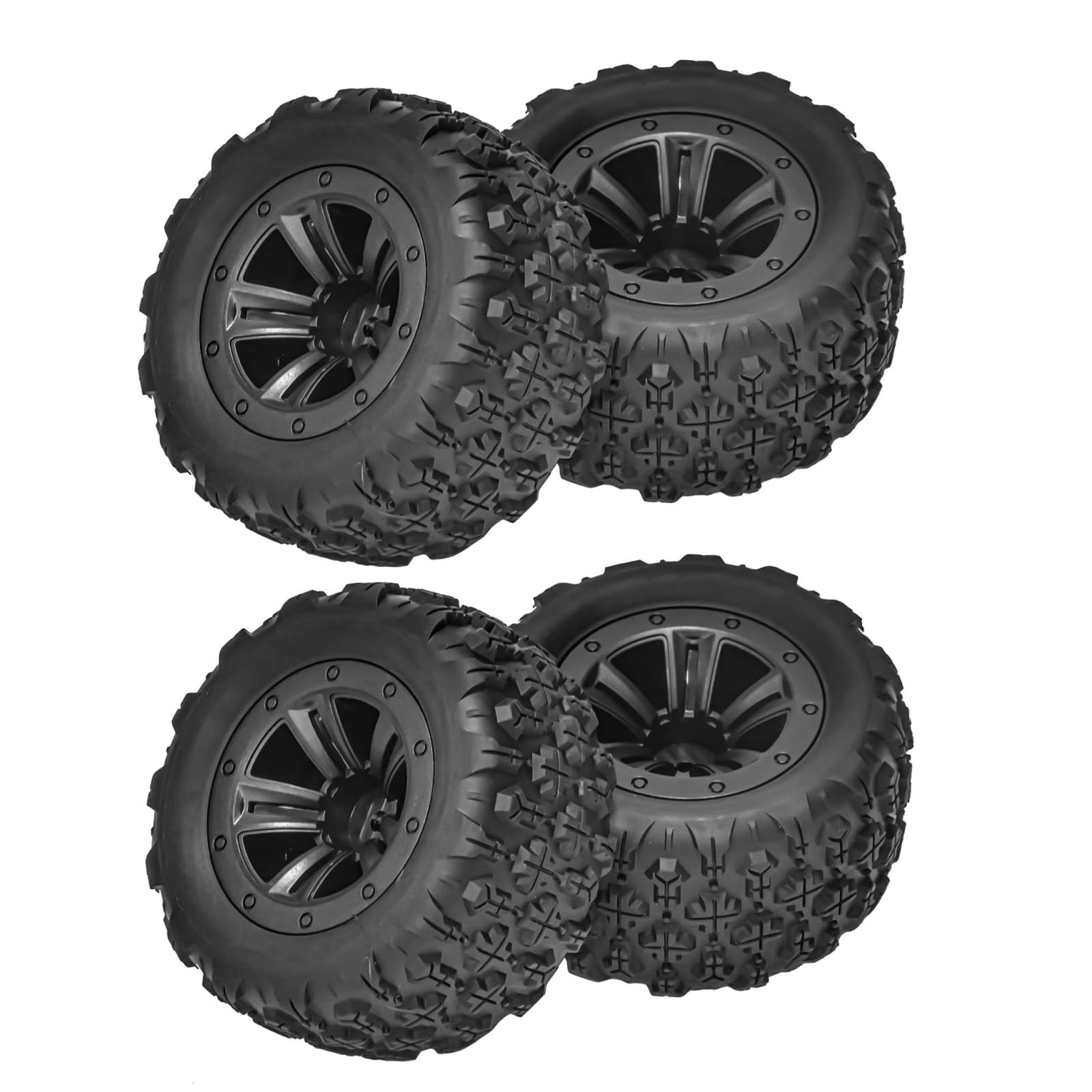 4 Pneus En Caoutchouc 83 Mm Pour Voiture RC – Compatible SCY 16101, MJX 16207, HBX 1/16, Jante Plastique, Hex 12 Mm, Ouverture 4,5 Mm