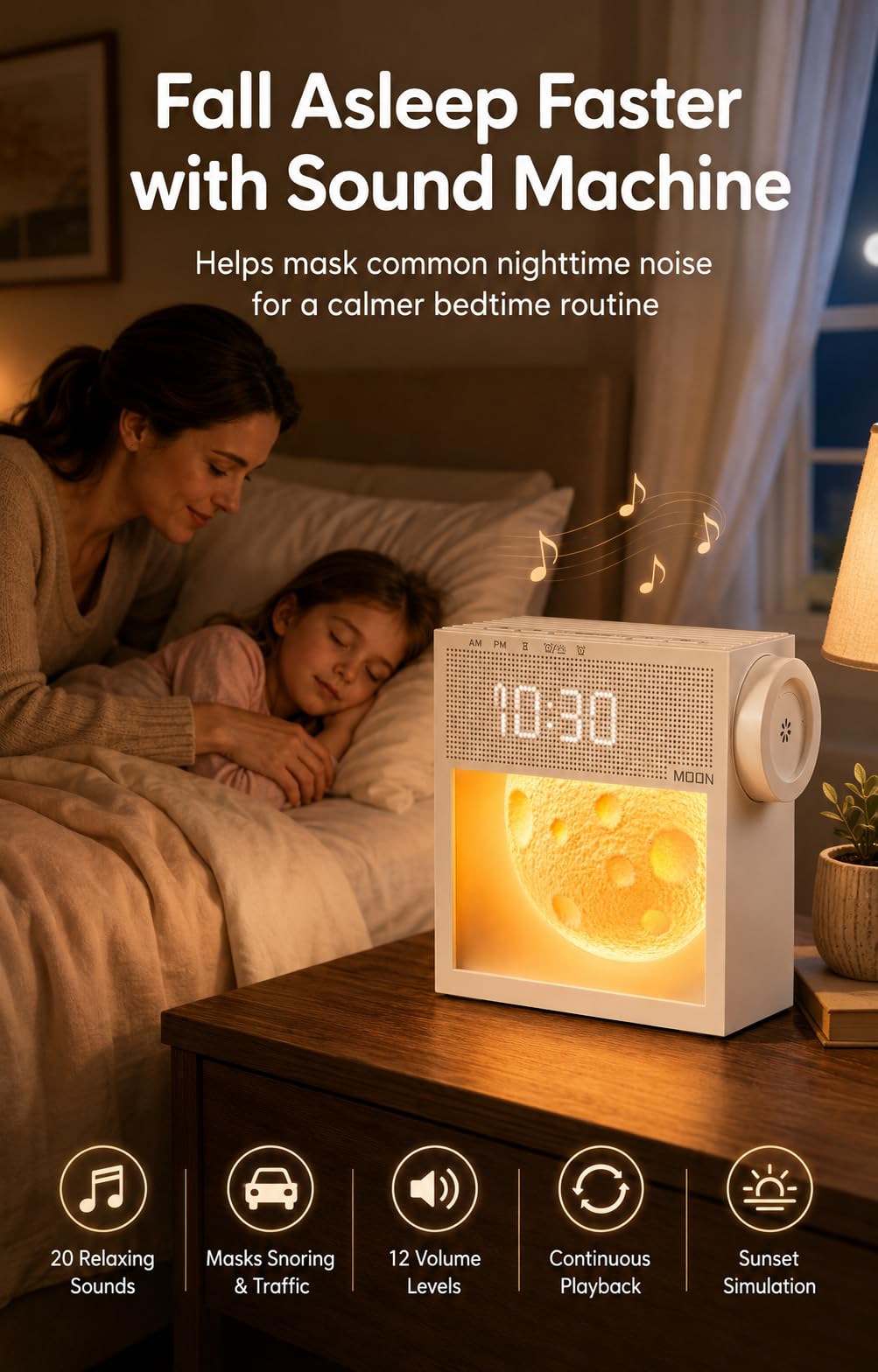 Máquina de sonido de ruido blanco con luz