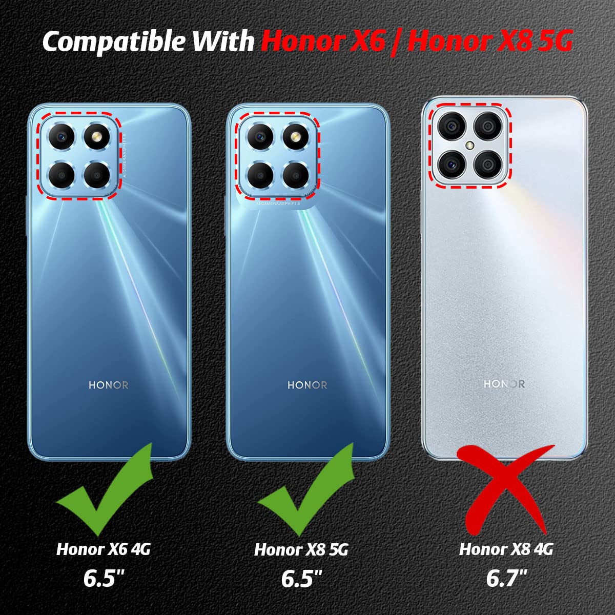 DEDUX Custodia Per Honor X6 / Honor X8 5G – Cover Cielo Stellato In Vetro Temperato + TPU Morbido – Foglie Verdi