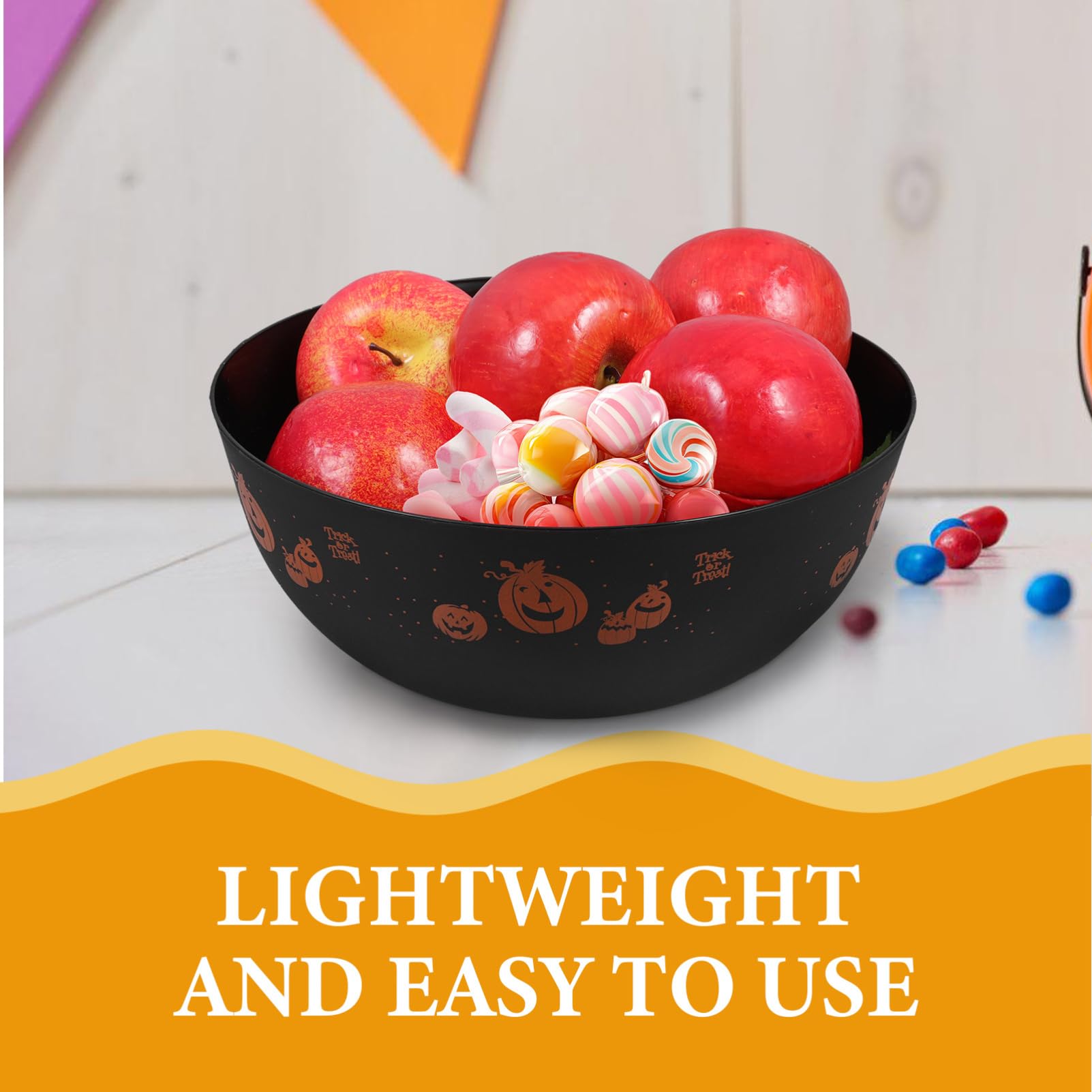Cabilock Halloween Candy Bowl Halloween Plastic Trick Treat Candy Bowl Halloween Party Plastic Serving Bowl Tableware Halloween Candy Holder Black