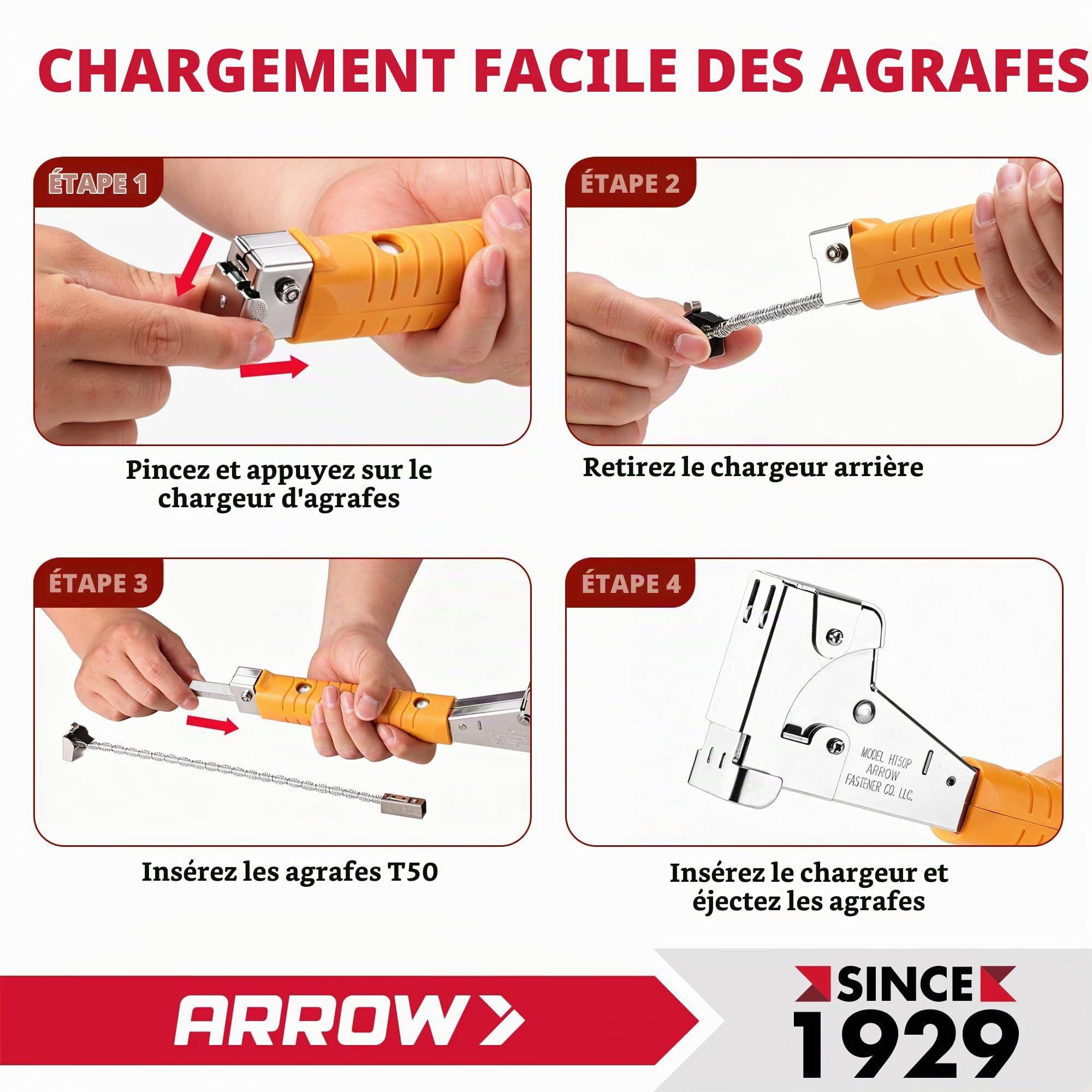 Arrow HT50 Marteau agrafeur pour travaux intensifs