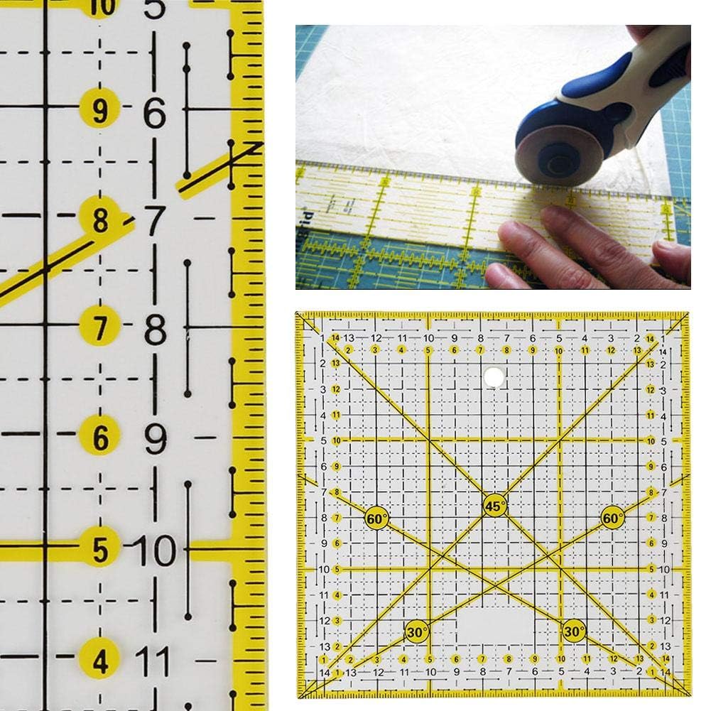 Smgda Quilting Ruler 15x15 cm with Double Colored Grid Lines Acrylic Quilters' Ruler Fabric Cutting Ruler Template for Easy Precision Cutting Centimeter Square for Quilting Sewing & Crafts - Image 3