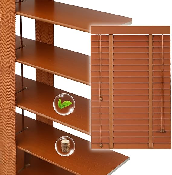 2" Slats Wood Blinds for Indoor Windows, Custom Wood Window Blinds, Wooden Venetian Horizontal Blinds & Shades for Indoor Windows, Office, Living Room, Bedroom