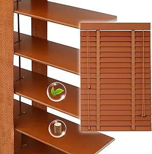 2" Slats Wood Blinds for Indoor Windows, Custom Wood Window Blinds, Wooden Venetian Horizontal Blinds & Shades for Indoor Windows, Office, Living Room, Bedroom