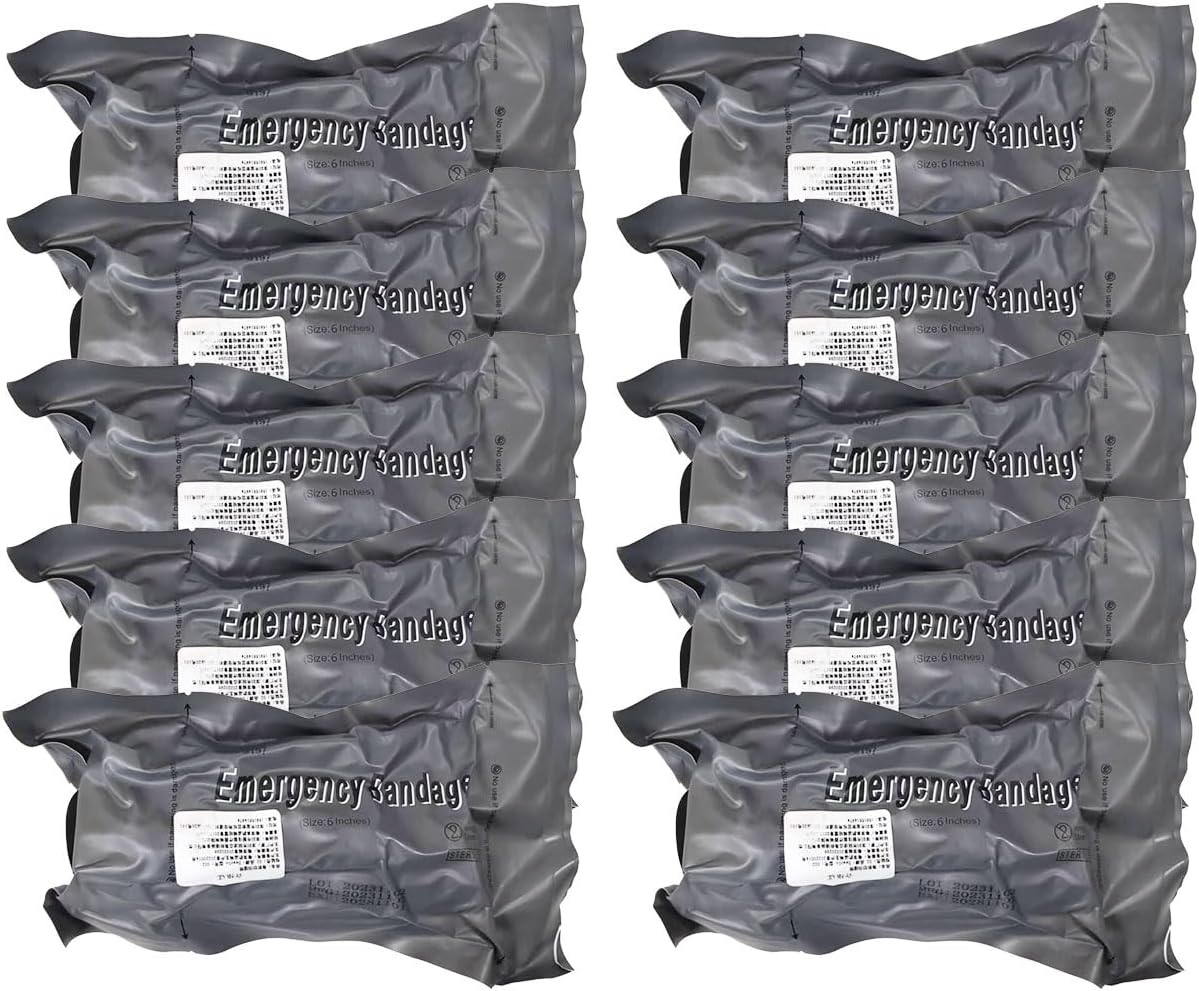 10pcs Outdoor Emergency Bandages Israeli Bandages 4 inch Elastic Vacuum-Sealed Hemostatic Compression Bandages