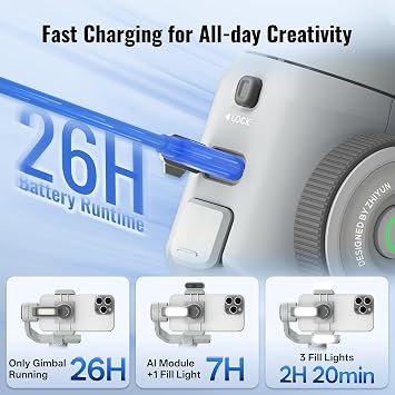 ZHIYUN CINEPEER Smooth 5E Gimbal Stabilizer for iPhone, Android | Built-in Fill Light, Tripod, 3-Axis 300g Payload Phone Gimbal, Gesture Control, Vlogging Stabilizer for YouTube, TikTok