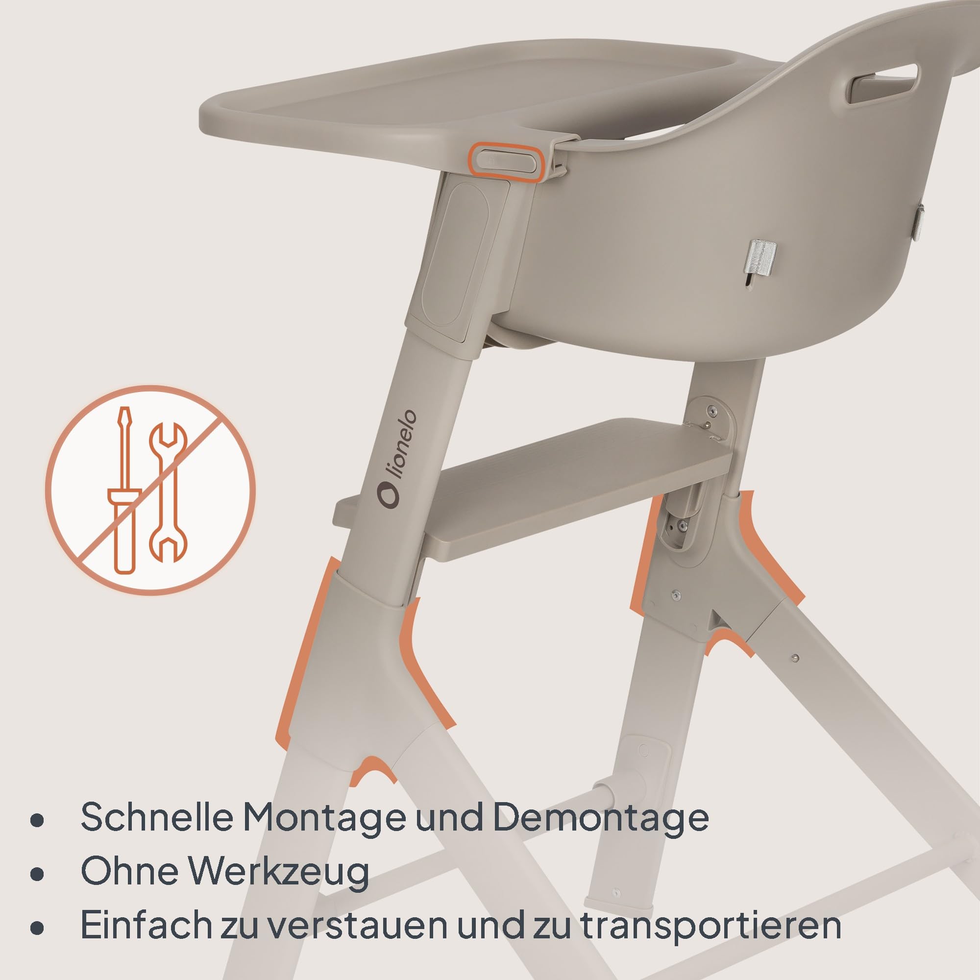 Lionelo Beny Baby Hochstuhl, Kinderhochstuhl mit Tablett, 6–36 Monate