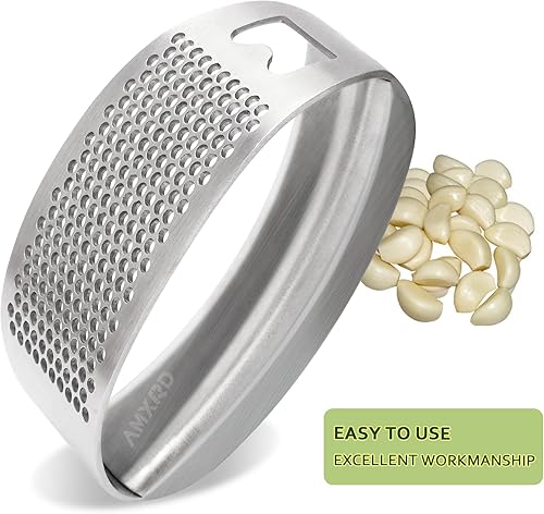 Miniatura 3 de Balancín de prensa de ajo y pelador de silicona, picadora de ajo de acero inoxidable, herramienta de cocina