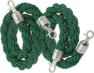 フック付きキューロープバリア、キュー仕切り用編組バリアロープ、ロープ安全バリア 1/2/4M 群衆制御スタンションロープ 2-13フィート、ツイストロープ