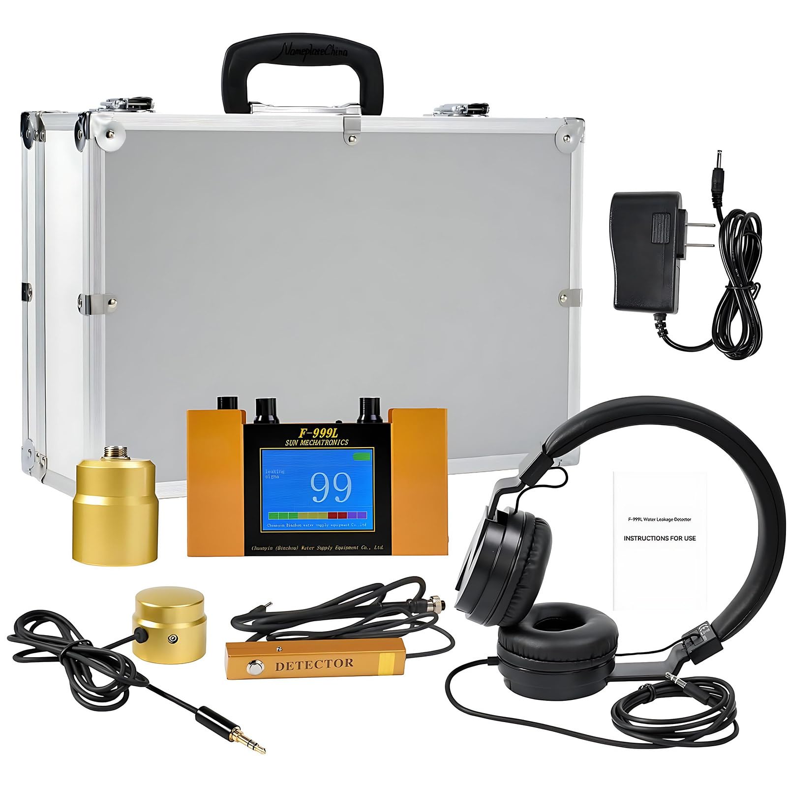 MIAOXIAOLONG Water Leak Detector, Underground Water Pipe Leakage Monitor with Digital Display & Earphone & Carrying Case for Water Leakage Detection Construction Pipelines