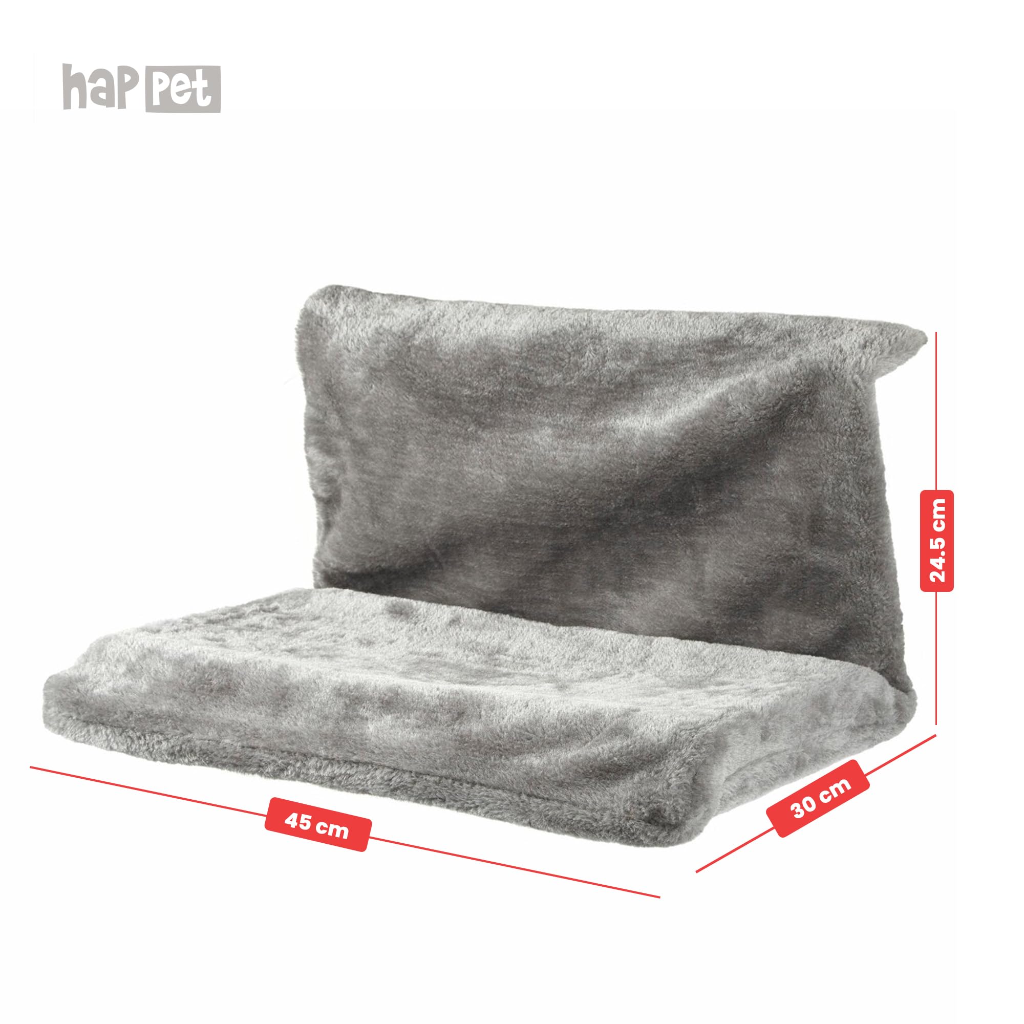 HAPPET CT25 Półka Grzejnikowa dla Kota 45 × 30 × 24,5 cm – Stabilne Legowisko na Kaloryfer, Ciemnoszare
