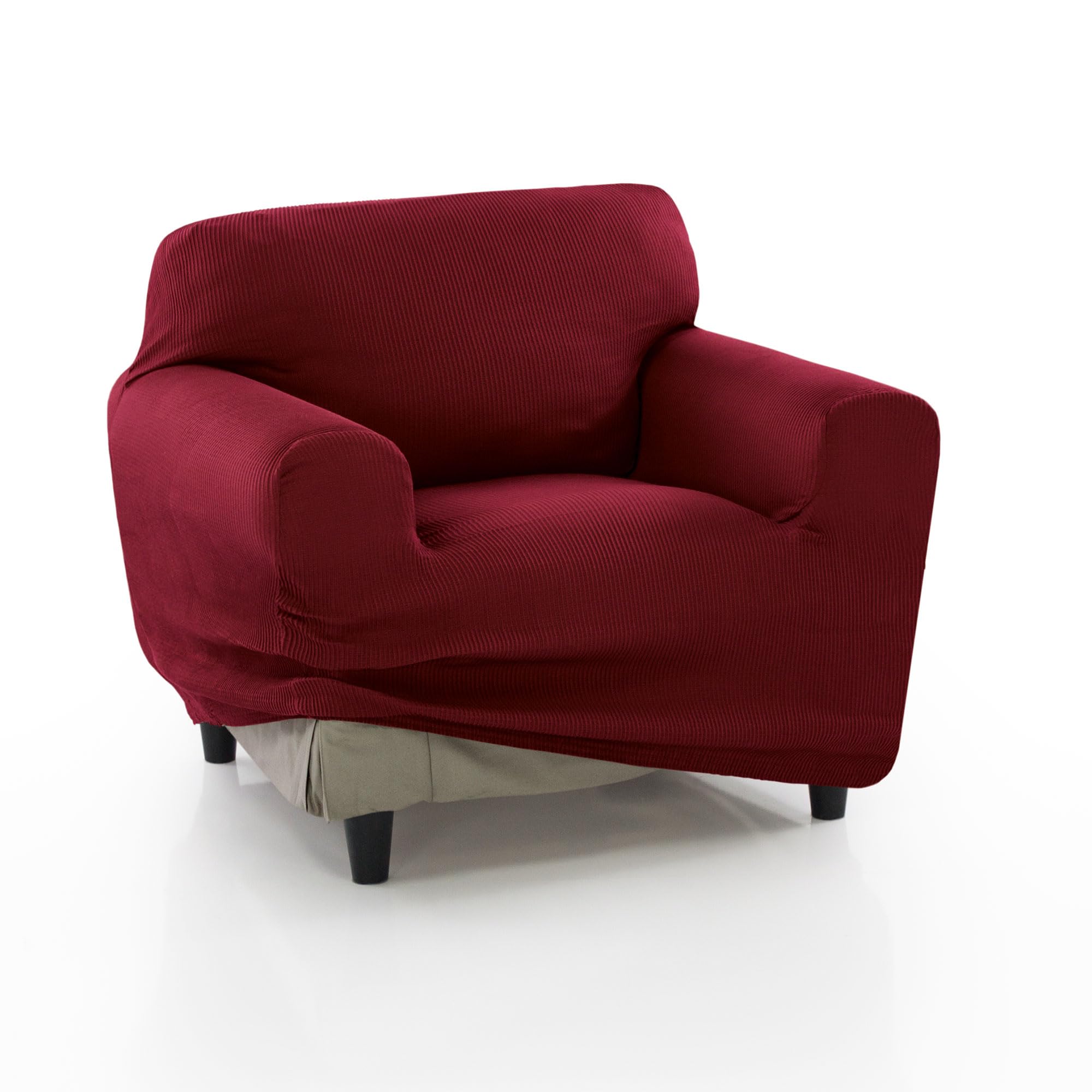 Housse de canapé fauteuil usé solution bordeaux extensible 1 place