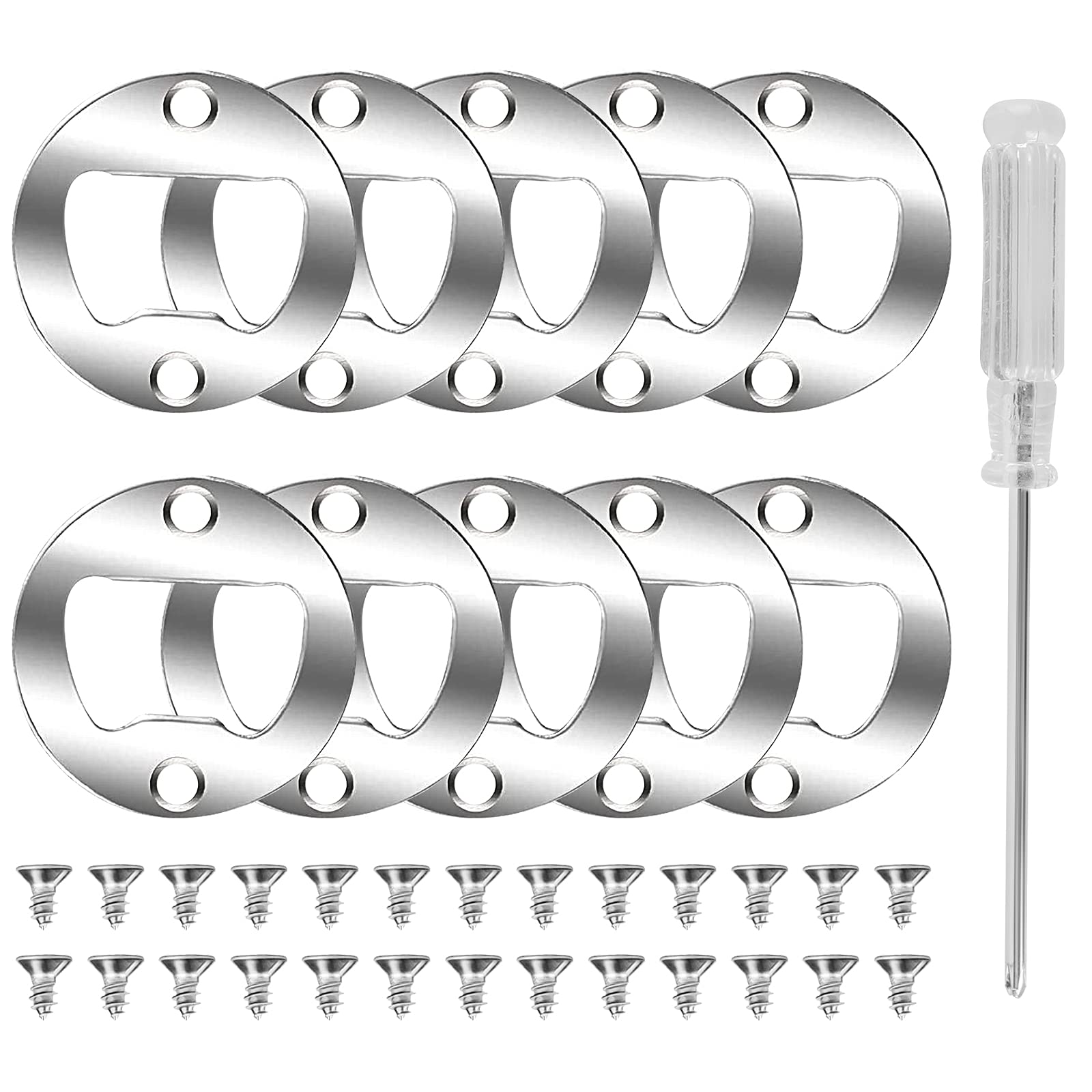 InovatBottle Opener Inserts Kit, 10 Pcs Stainless Steel DIY Beer Opener Insert Kit Metal Wine Cap Hardware Parts with Screws for Bottle Opener Resin Molds Kit