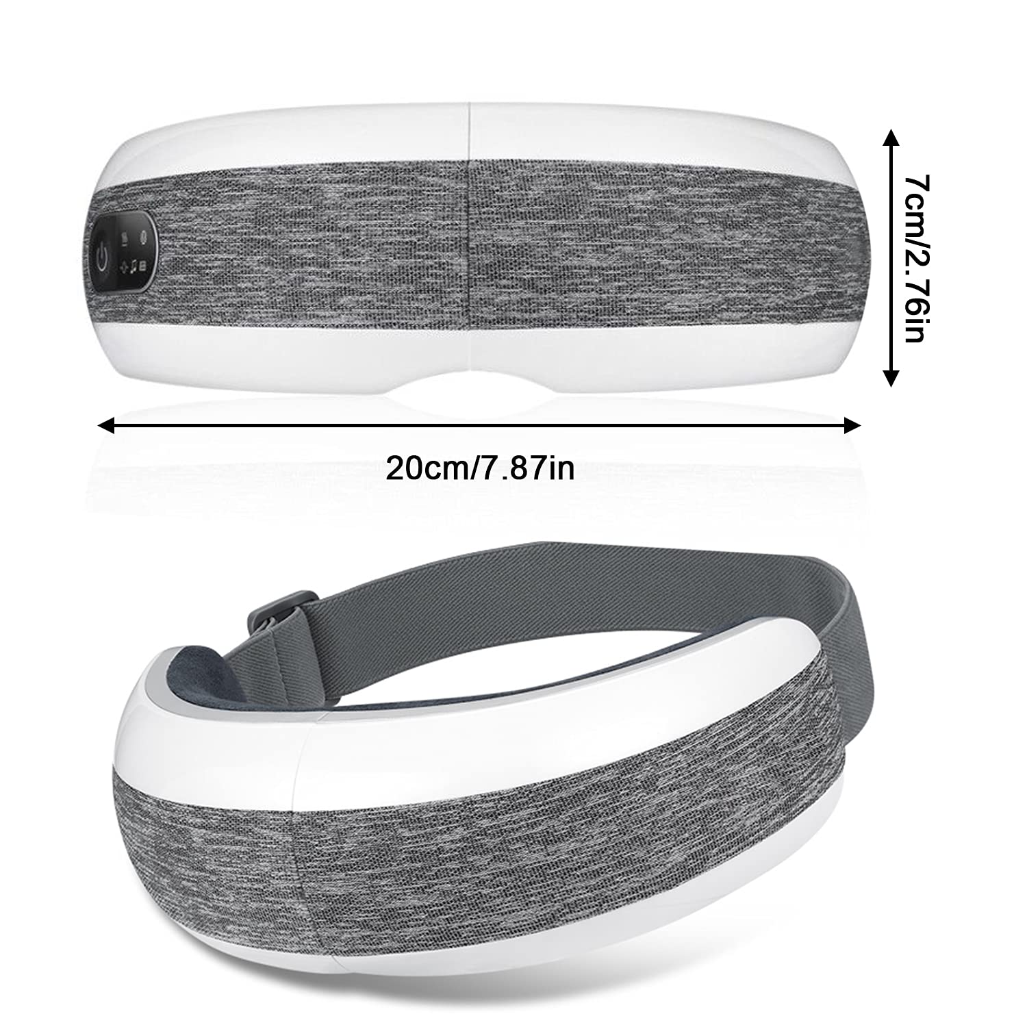 masażer do oczu inteligentny elektryczny aparat do masażu oczu, 4 tryby kompresji maska termiczna ładowalna przenośna muzyka Bluetooth (szary)