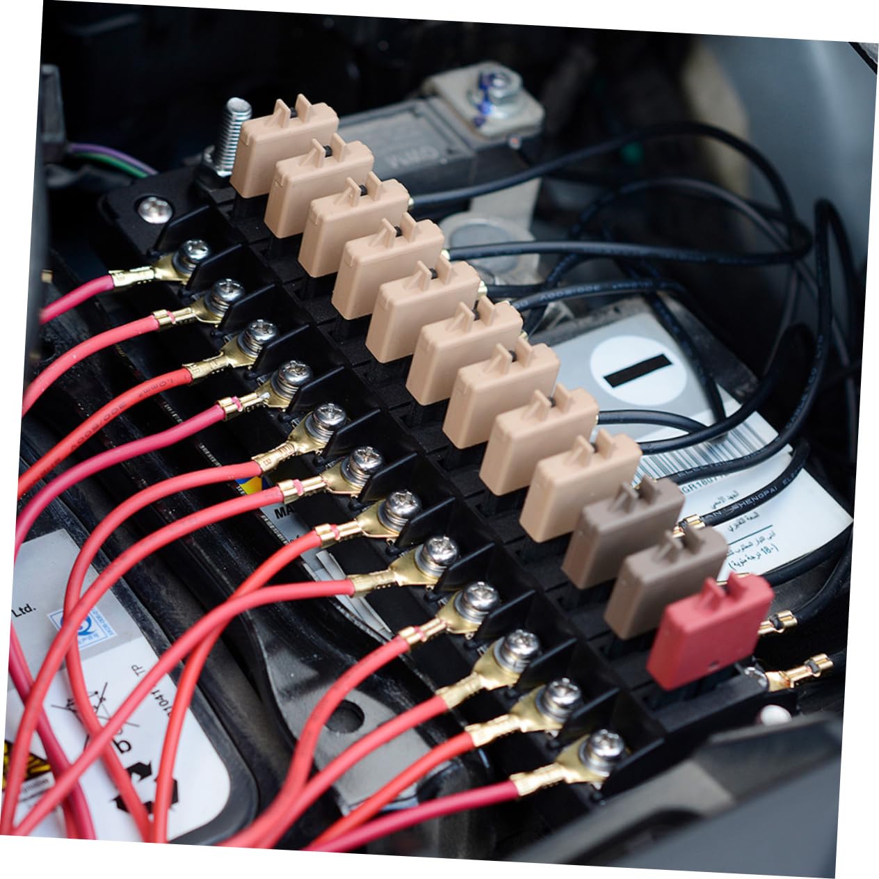 Portafusibili Auto 12 Vie 32v 75a Nero con Fusibili Doppi | Pa66 PC Rame Acciaio Inox Pp, Installazione Rapida, 20a per Circuito 12-16awg, Etichette Incluse
