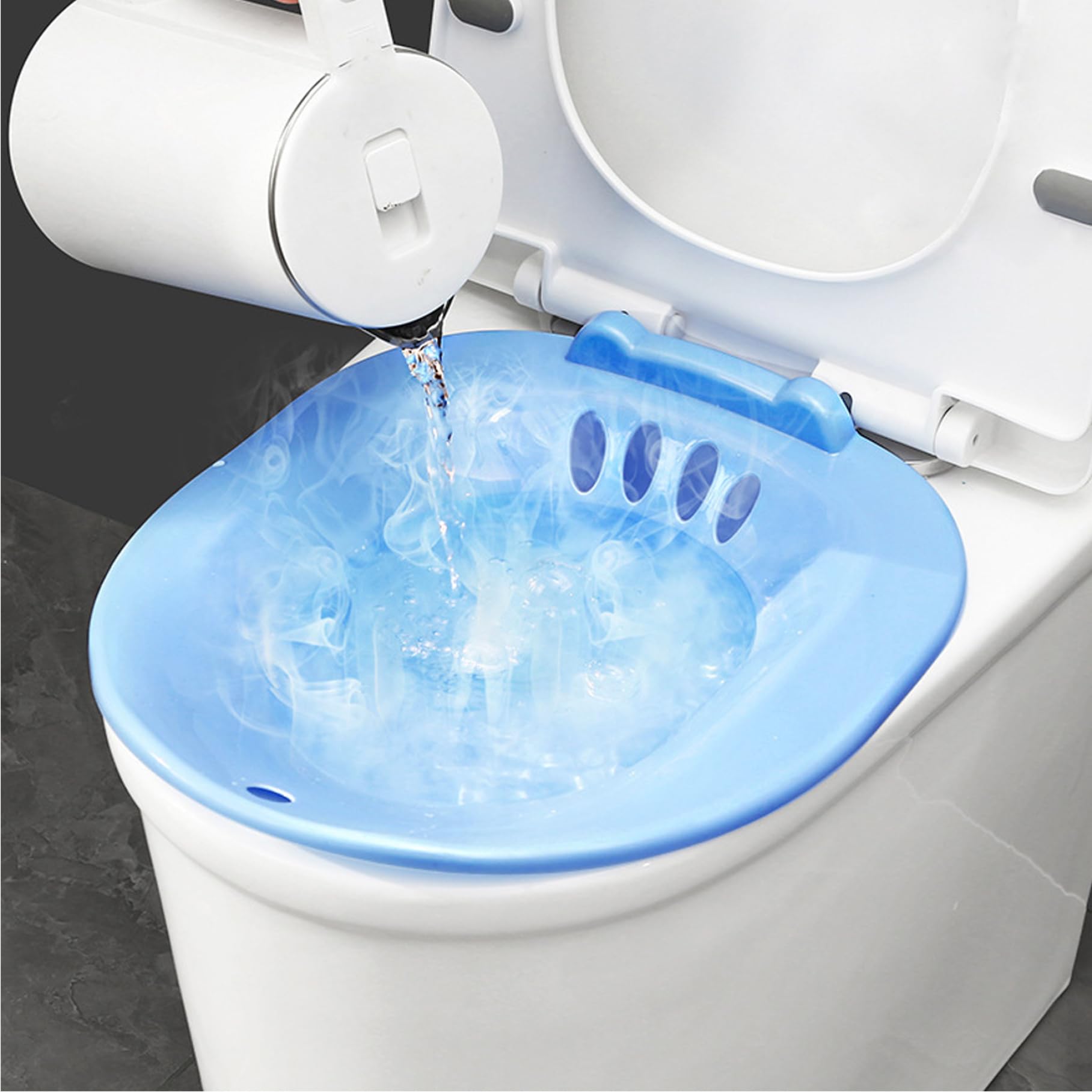 Baño de asiento Bidé portátil Asiento de inodoro Bidé portátil para el hogar Accesorio de inodoro Se adapta a inodoros para el hogar Heridas posparto Hemorroides Cuidado perineal Azul