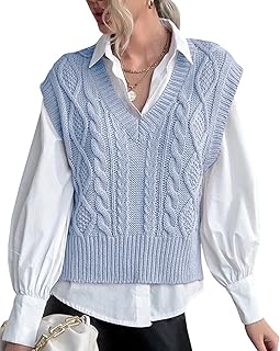 Sweater Vest for Women V Neck Sleeveless Knit Solid Casual Ribbed Preppy Pullover Tops