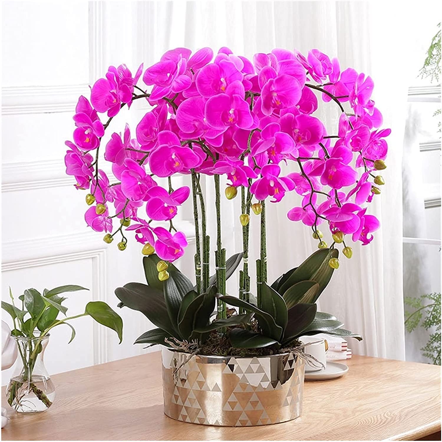 XDLEDMKIZ artificial flower Large Phalaenopsis with Vase Plastic Flower Set for Home Office Wedding Party Fake Flower Arrangement Decoration Home Centerpieces