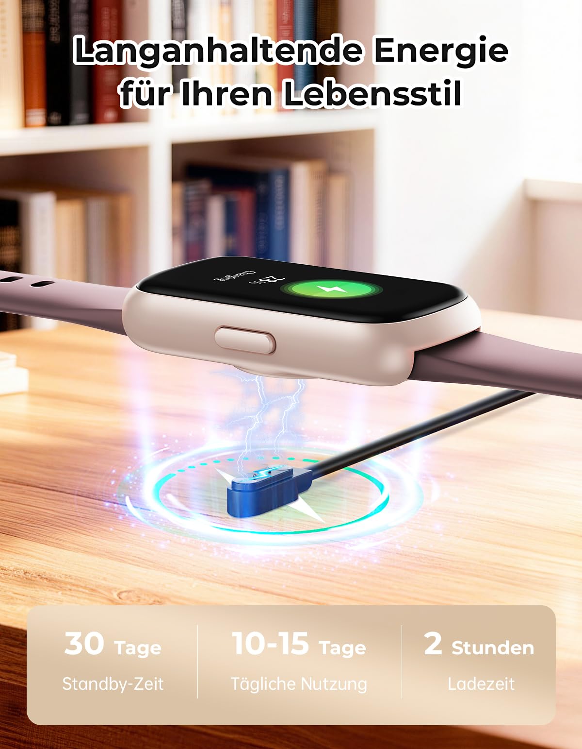 Smartwatch Damen Herren - 3 Armbänder, 1,47'' Klein Fitnessuhr als Fitness Tracker Aktivitätstracker Pulsuhr SpO2 Schlaftracker Schrittzähler Sportuhr für Android iOS, Roségold/Rauchviolett