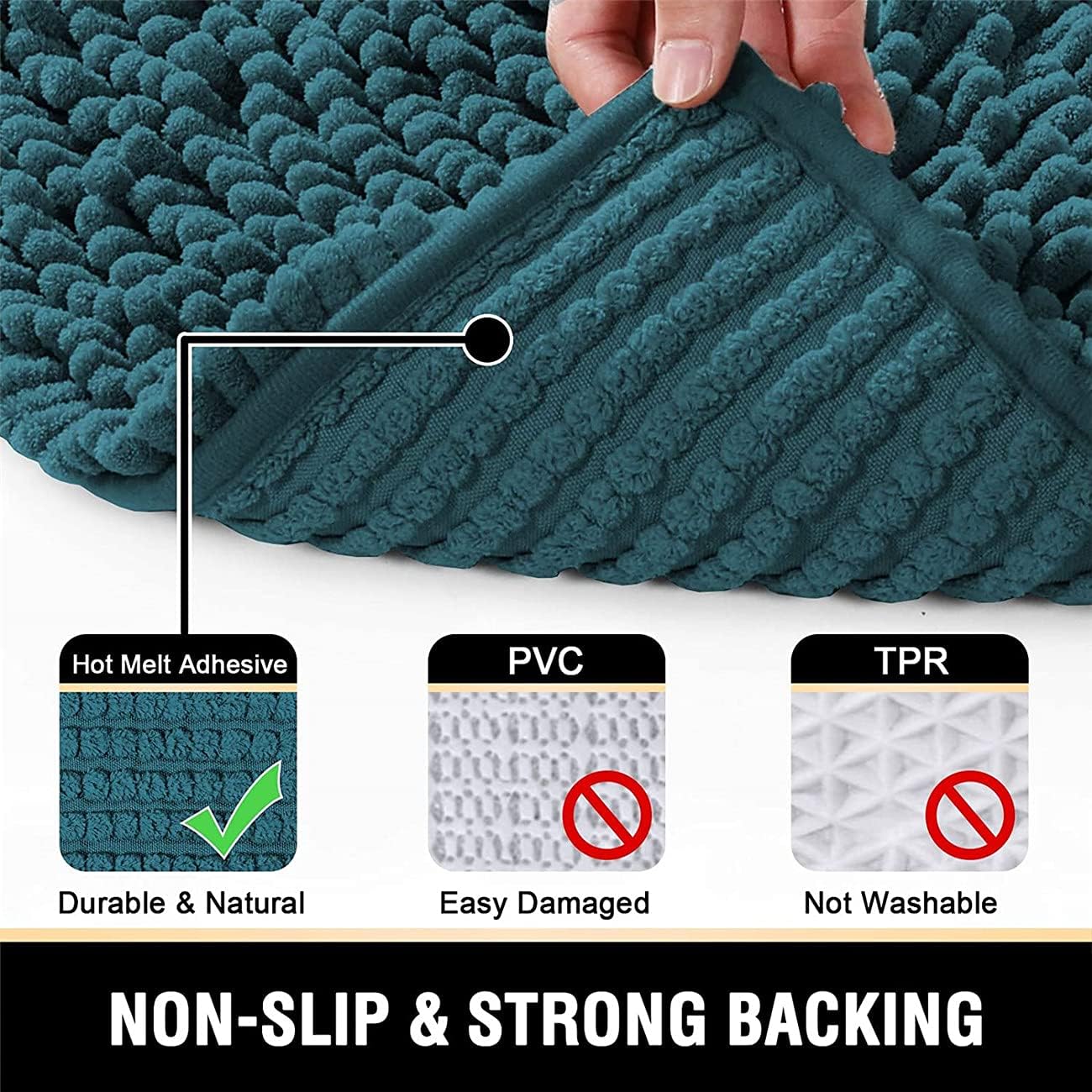 Faylapa バスルームラグ3点セット ノンスリップ ウルトラソフトバスラグ 吸収性 シェニール織 シャギーバスマット U字型トリ Faylapa  バスルームラグ3点セット ノンスリップ ウルトラソフトバスラグ 吸収性 シェニール織 シャギーバスマット U字型トリ ＨＯＧＳＰＡ ... 滑り止めシェニールバスルームラグ - エクストラソフトで吸収性に シャギーマット、洗えるプラッシュエリアカーペット - バスタブに最