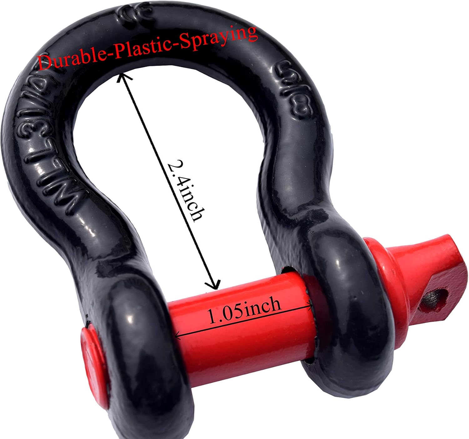 QIQU 2Pack 5/8inch D-Ring Shackle,Steel Shackle for Towing,Heavy Duty Forged Steel with 3.25ton Ton Capacity (5/8inch, Black with Red Pin): Automotive