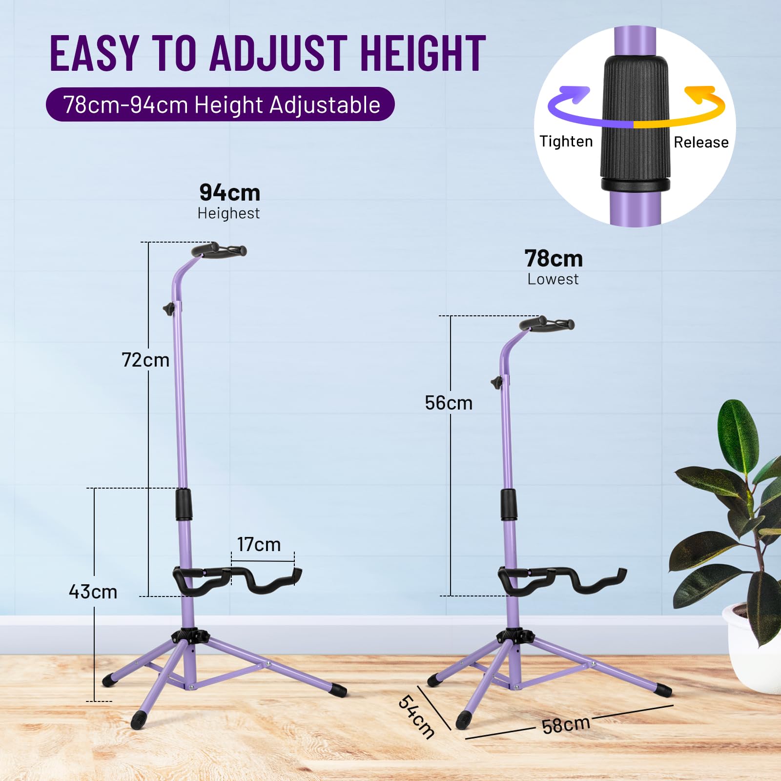 Supporto Per Chitarra Da Terra Regolabile - Stand Universale Per Chitarra Acustica, Elettrica, Ukulele - Foto 10