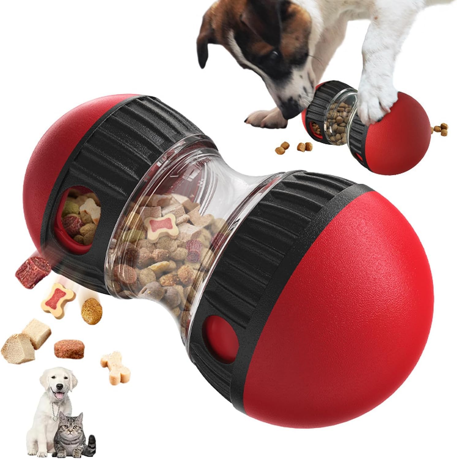 Diane Interactive Dog Toys - Dog Puzzle Toy,Adjustable Food Treat Dispensing Dog Toys,Indestructible Food Dispenser Dog Puzzle Feeder Slow Feeder for Large/Medium/Small,Puppy Pet Gift (Red)