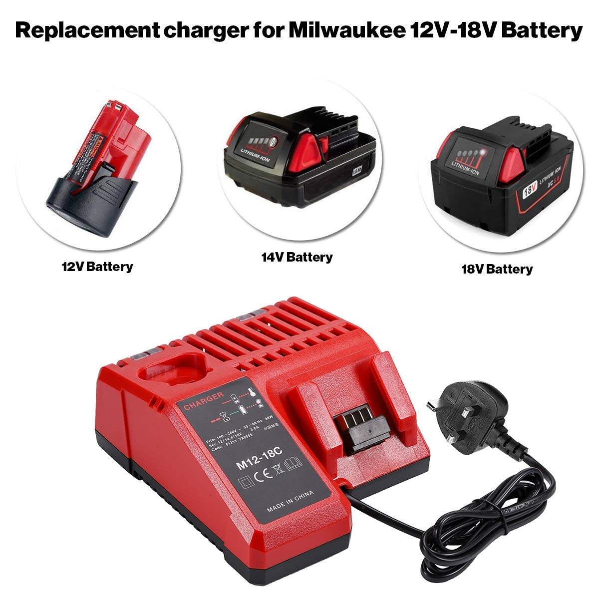 18 V 5,0 Ah M18B5 C18B Li18 akumulator zastępczy z ładowarką do Milwaukee M18, M18BX, M18B4, M18 XC, M18B9, 48-11-1828, 48-11-1840