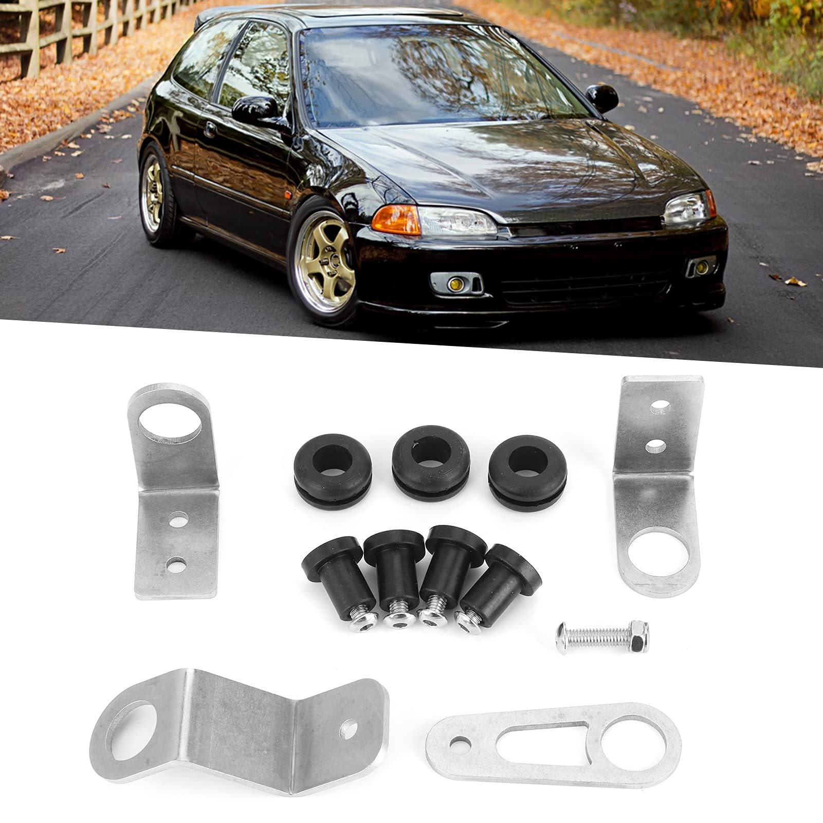 Uchwyt chłodnicy, zestaw uchwytów chłodnicy ze stali i poliuretanu do przykręcania, pasuje do Honda Civic EG DC2 EK 1992-2000 K-Swapped-Chassis