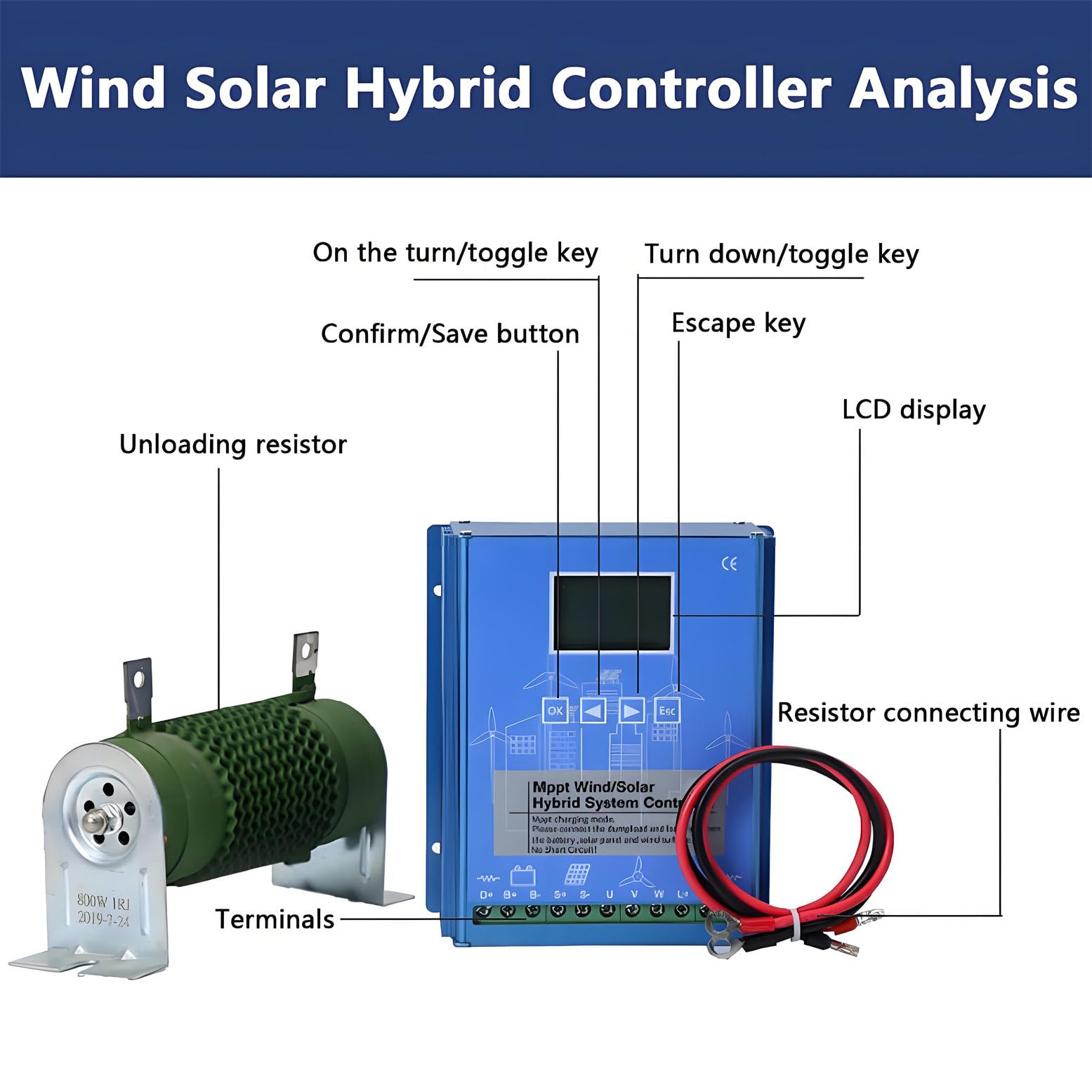 Hybrydowy Regulator ładowania Wiatrowo-Słonecznego O Mocy 12000 W, Regulator ładowania Mppt Boost 12 V/24 V/48 V Z Wyświetlaczem Lcd, Do ładowania Akumulatora Turbiny Wiatrowej Poza Siecią 12V