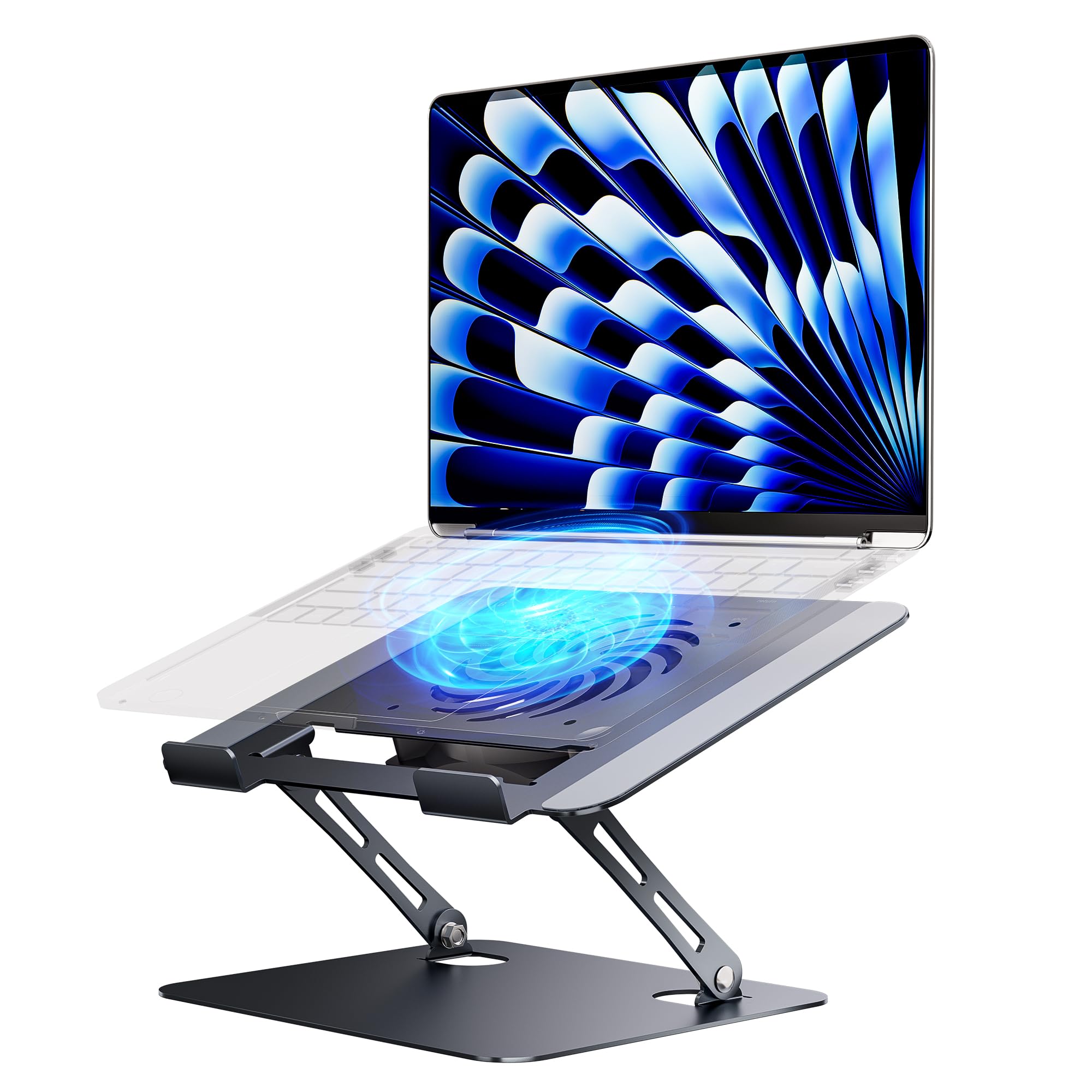 Laptop Stand - Adjustable Ergonomic Laptop Riser Portable Foldable Aluminum Laptop Holder Perfect for Desk Bed Couch Lap
