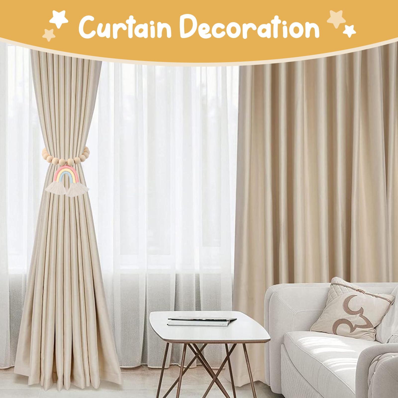 ANCLLO Magnetische gordijnbinders, 2 stuks hars bloem vintage gordijn terughoudendes, decoratief touwgordijn Tieback Window Drape Holdbacks Houders voor thuis, kantoor (koffiebruin