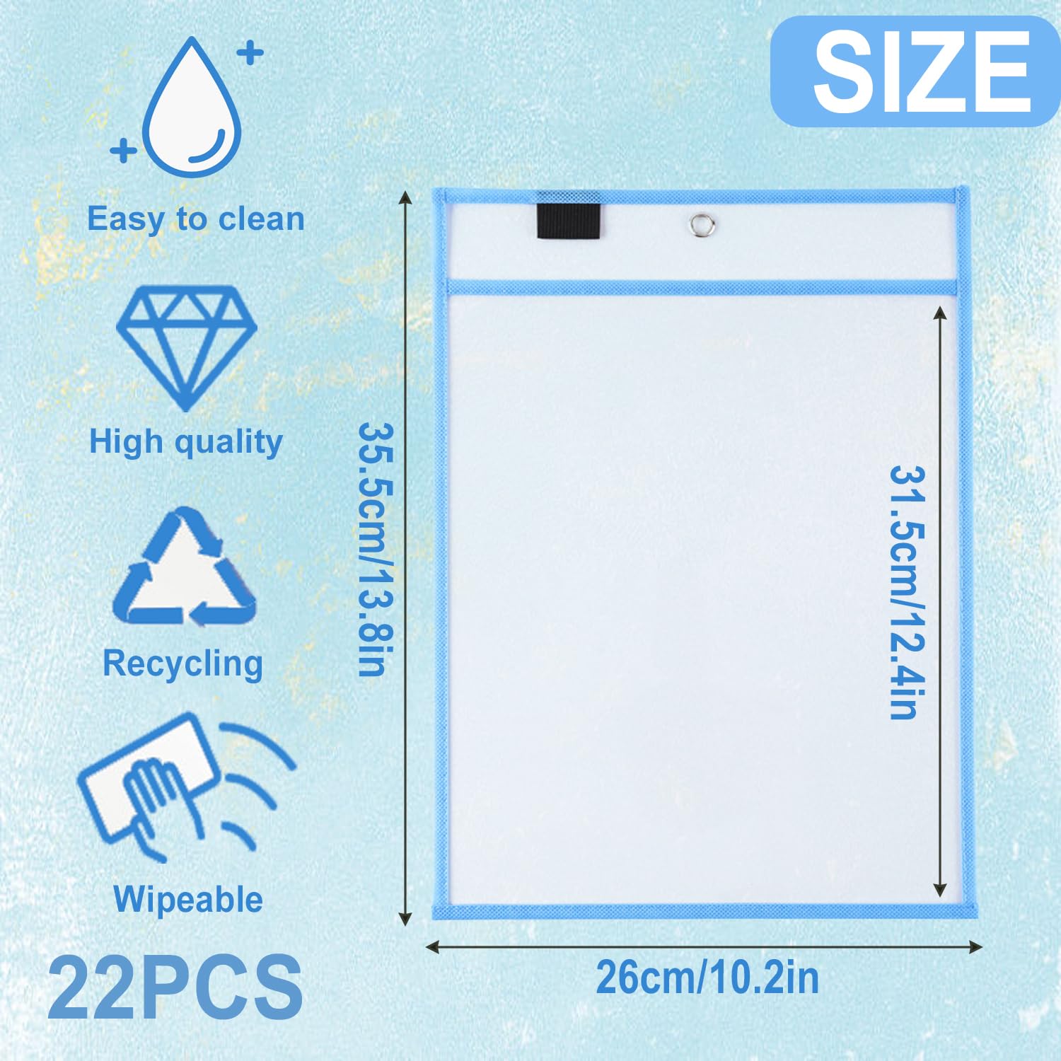 Kiswleon 36 PCS Dry Erase Pockets,Reusable Plastic Sleeves with 8 Pens and 1 Eraser 10 * 14in,Clear Dry Erase Pockets,Teacher Supplies,Classroom Essentials for Teachers 11Colors - Image 3
