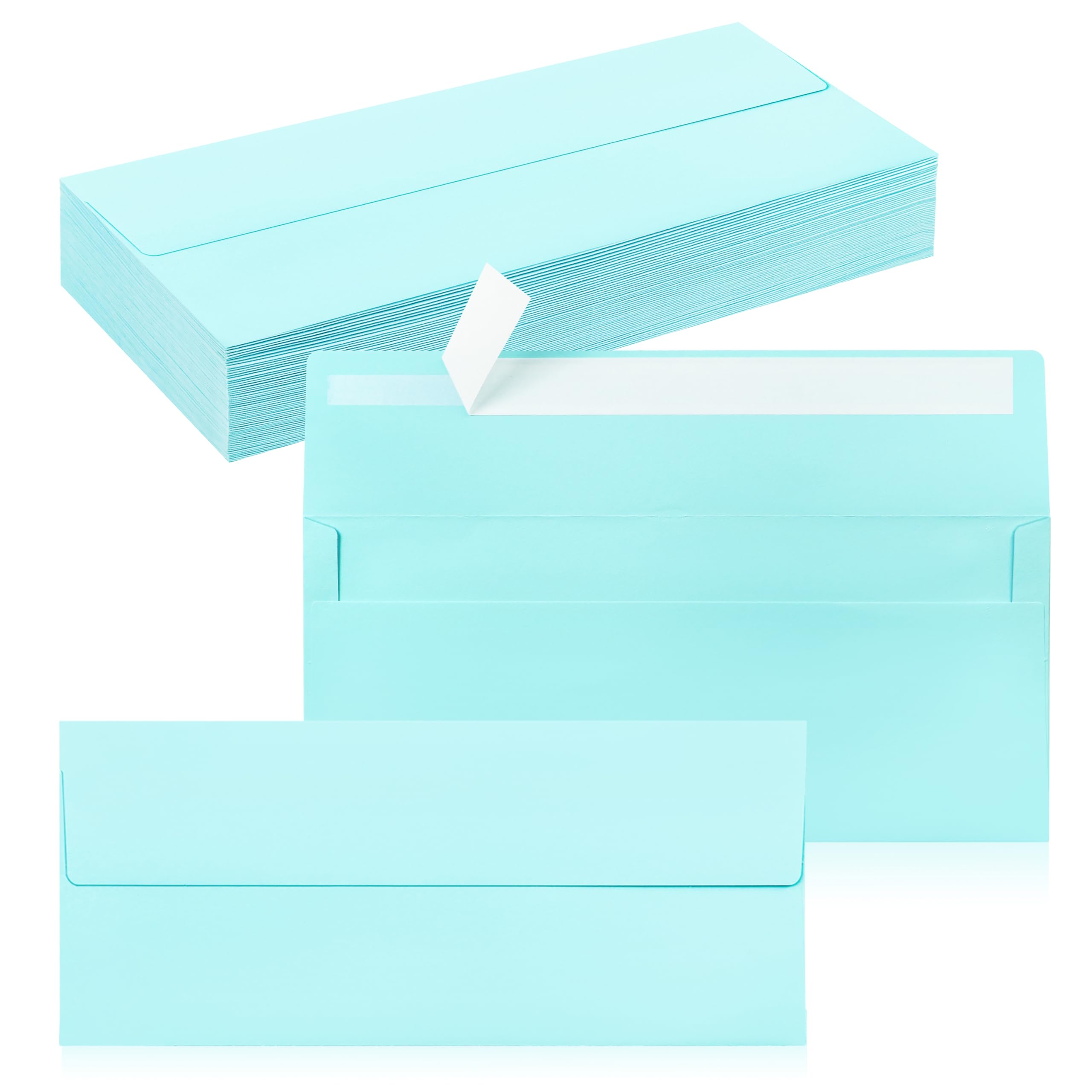 50 Pack #10 Business Envelopes, Self Seal Standard Light Blue Envelopes for Secure Business & Legal Mailing, Office, Checks, Letter, Invoices, 4 1/8 x 9 1/2 Inches