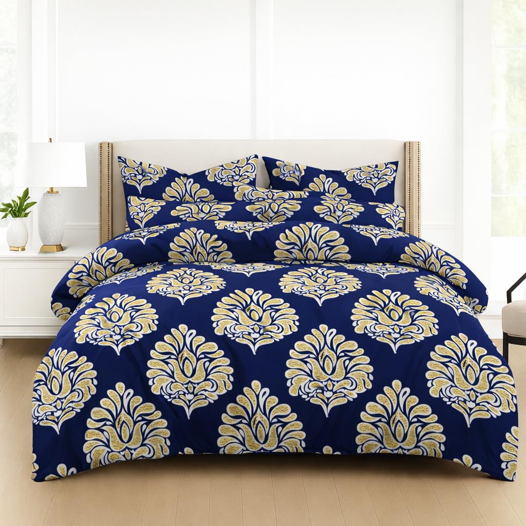 DECOR2ADMIRE 300TC Premium Glace Cotton Printed Super King Size Double Bedsheet with Two Pillow Covers, 108 * 108 Inches or 9ft by 9ft or 275 cm x 275 cm (Midnight Flora)-image-30