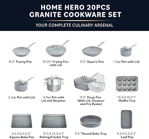Miniatura 2 de Home Hero Juego de ollas y sartenes antiadherentes, juegos de utensilios de cocina compatibles con inducción + juegos de utensilios para hornear,