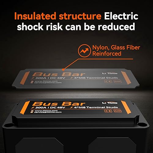 Miniatura 4 de LiTime Barra de bus negra para baterías LiFePO4 de alto voltaje y corriente adecuada para aplicaciones automotrices, marinas y solares y sistema