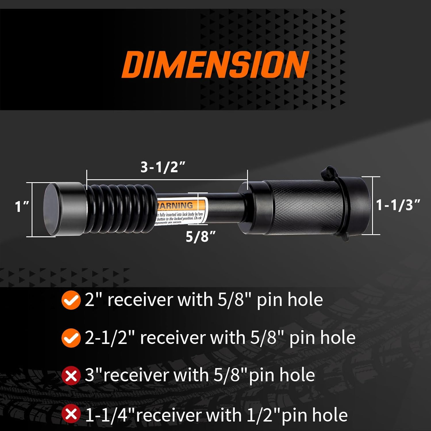 MEOTWARE Trailer Hitch Tri-Ball Mount with Hook - Heavy Duty Trailer Ball Size 1-7/8", 2" and 2-5/16", Fits 2 Inch Receiver Pickup Truck, Hollow Shank with 5/8" Hitch Lock, Black - Image 6