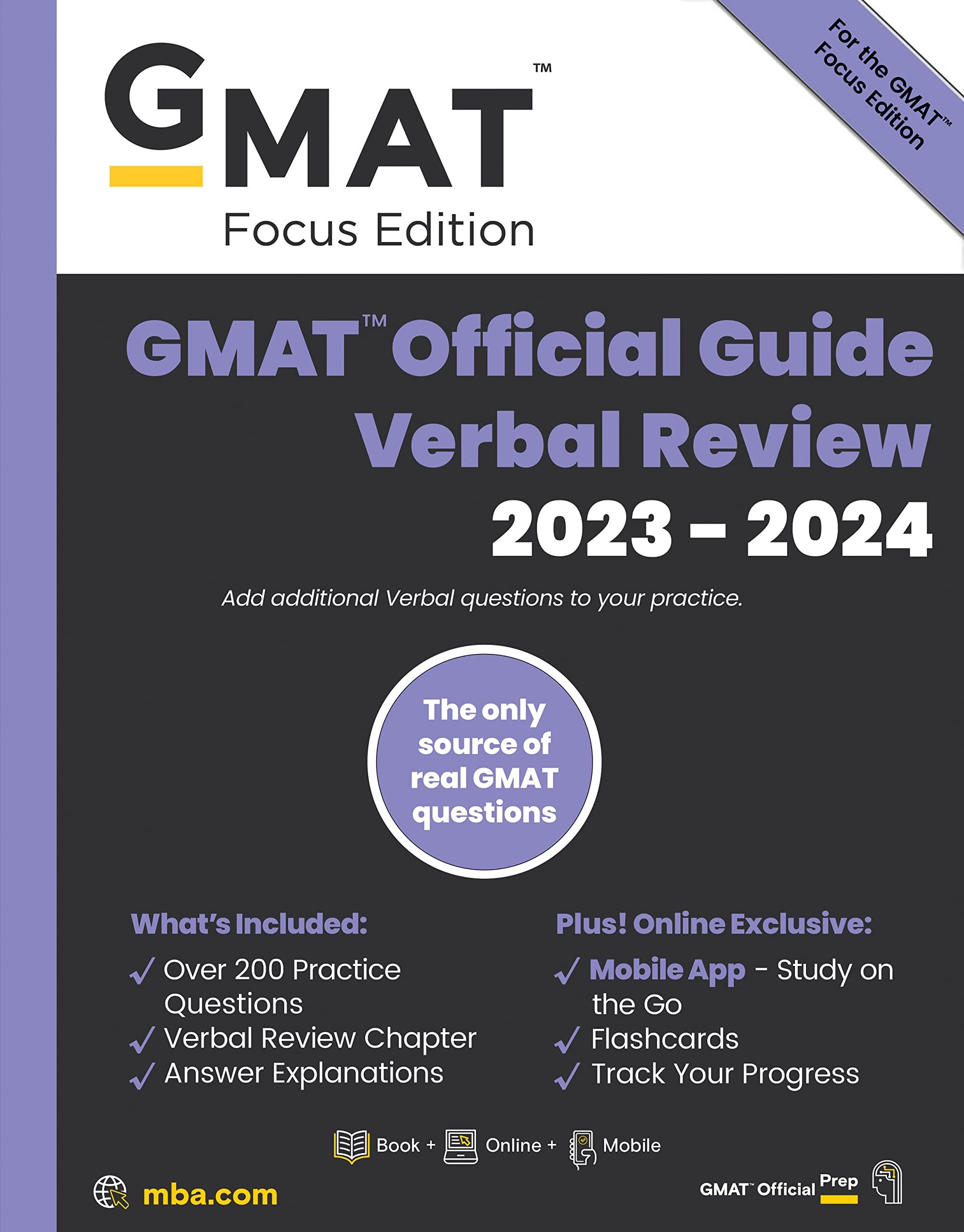 WILEY GMAT Official Guide Verbal Review 2023-2024, Focus Edition: Includes Book + Online Question Bank + Digital Flashcards + Mobile App