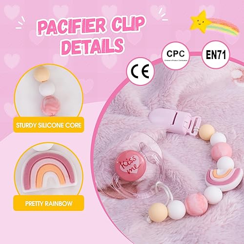 Miniatura 3 de Aori Clips para chupete Rebron Baby Dolls Soportes de chupete Clips de silicona Paci con Paci magnético - Rosa