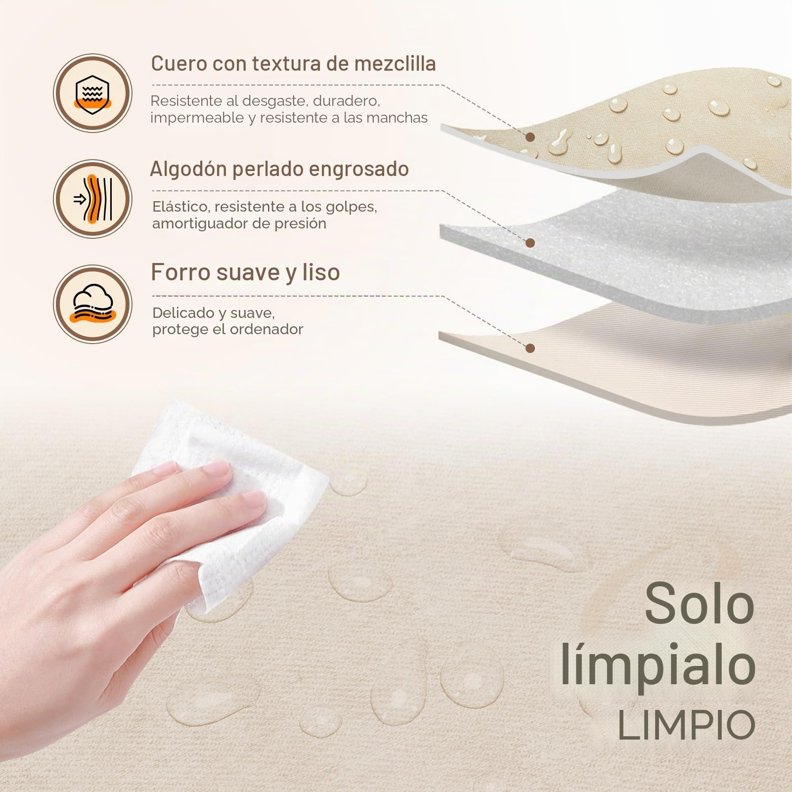 BAGZY Maletín Portadocumentos Mujer de PU Cuero Para Portatil 14 Pulgadas 15,6 Pulgadas Para La Escuela, El Trabajo Y Los Viajes de Negocios (Beige)