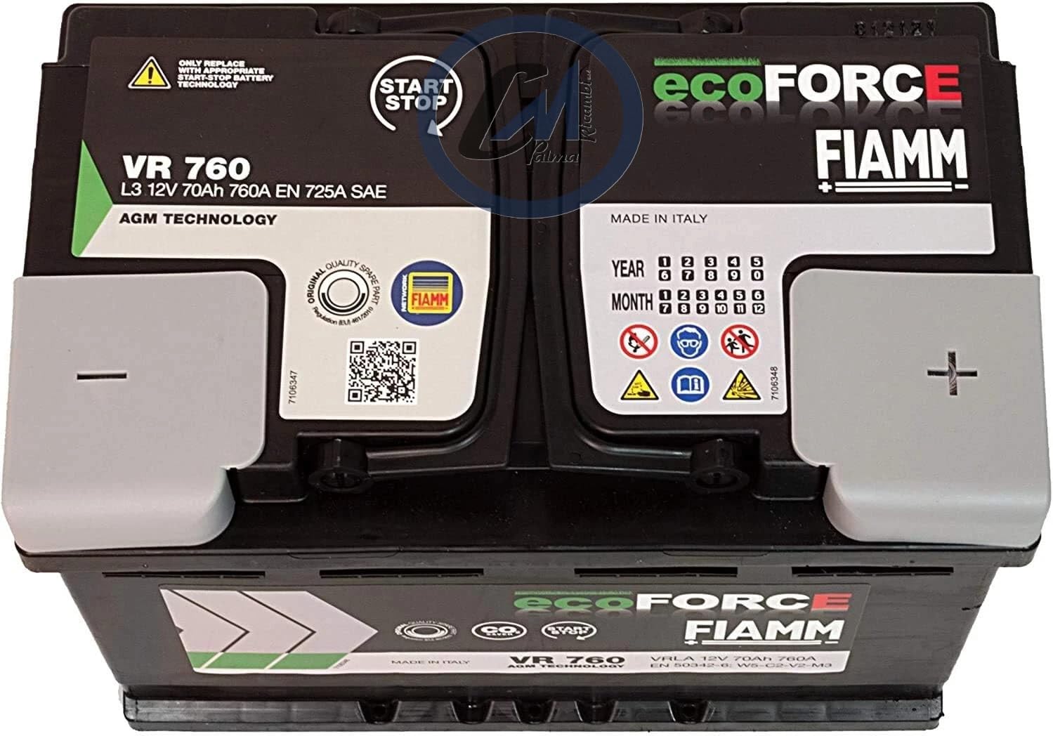 FIAMM VR760 Batteria Auto eco-FORCE AGM START&STOP 70Ah 760A