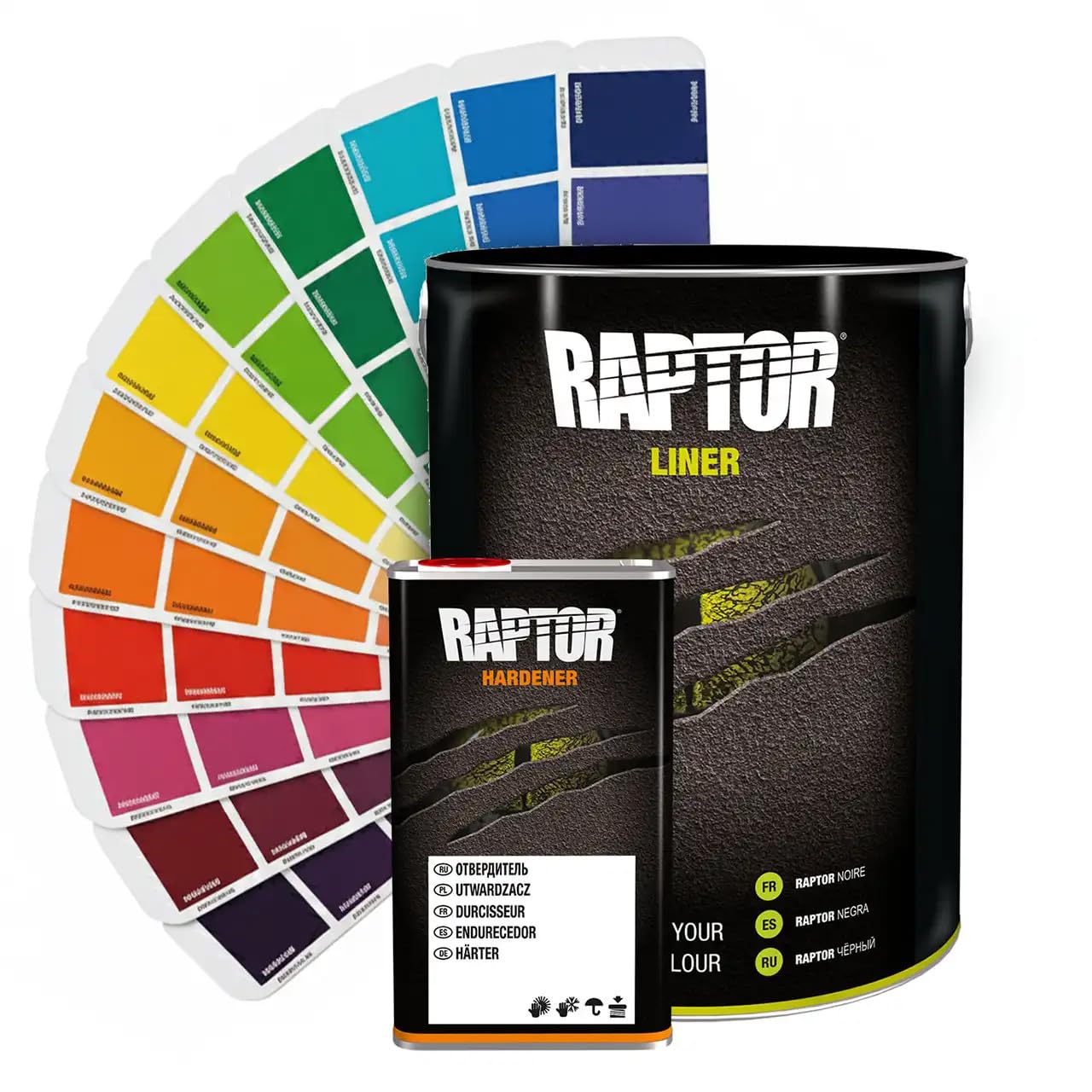 Generisch RAPTOR Lack Grün inkl. Härter - kratzfeste Beschichtung für Fahrzeuge - RAL 6003, 8 Liter