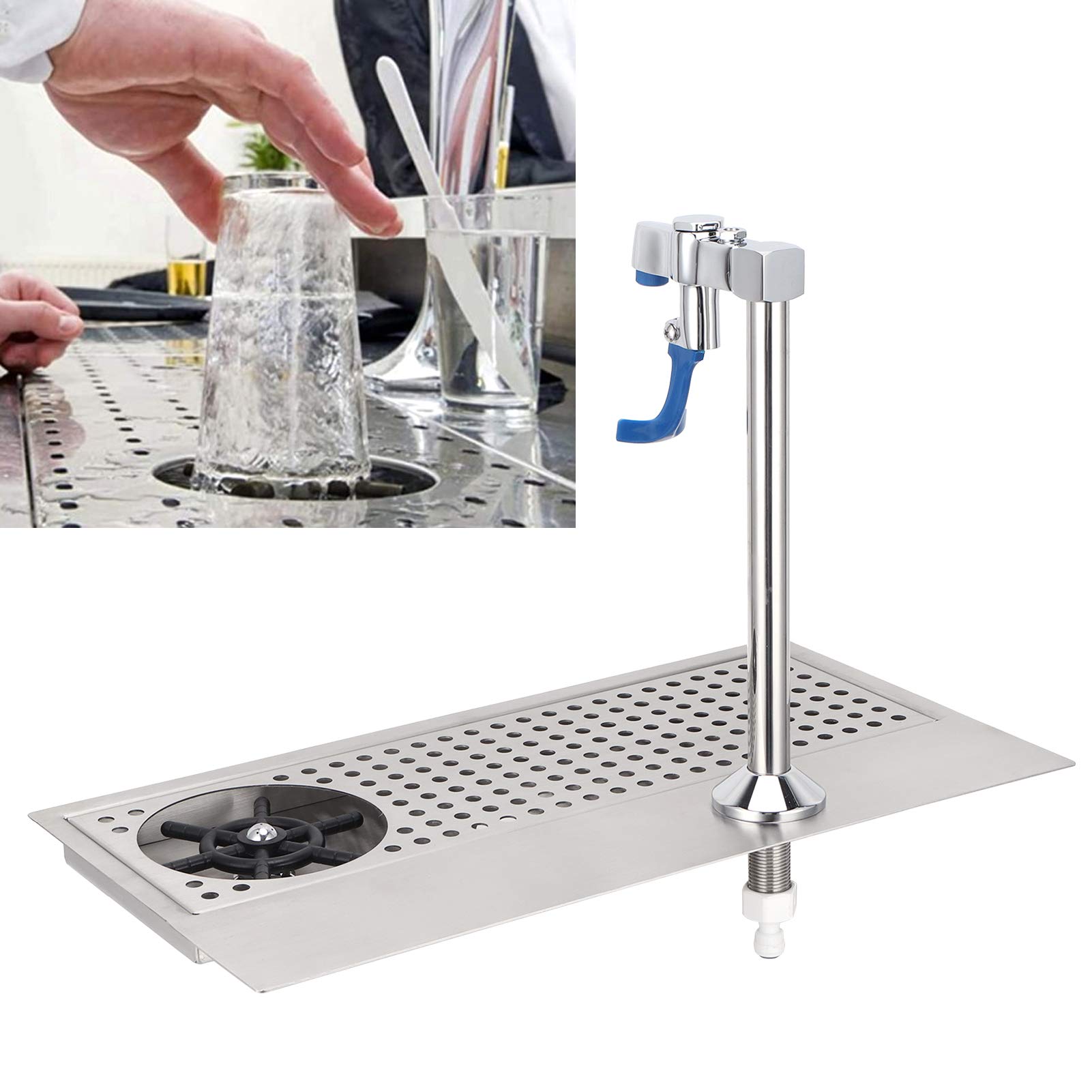 Acouto Enjuiciador de Vidrio de Grifo con Enjuague de Boquilla de ángulo Múltiple, Limpiador de Taza de Acero Inoxidable para Bar, Cafetería, Restaurante, Pub, Hogares, té, Hotel,
