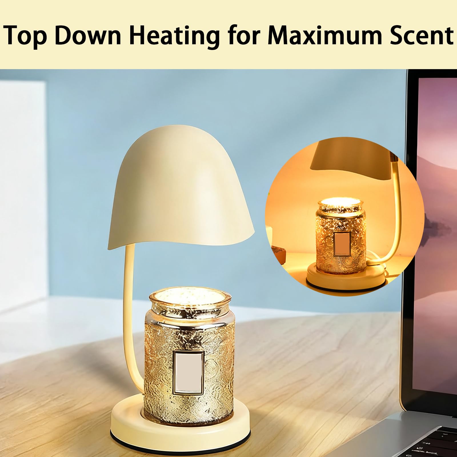 Lámpara calentadora de vela romántica con temporizador,Lámpara de mesa de vela de fusión en forma de cáscara de huevo Aromaterapia eléctrica,Calentador de cera atenuable para decoración Matcha Green