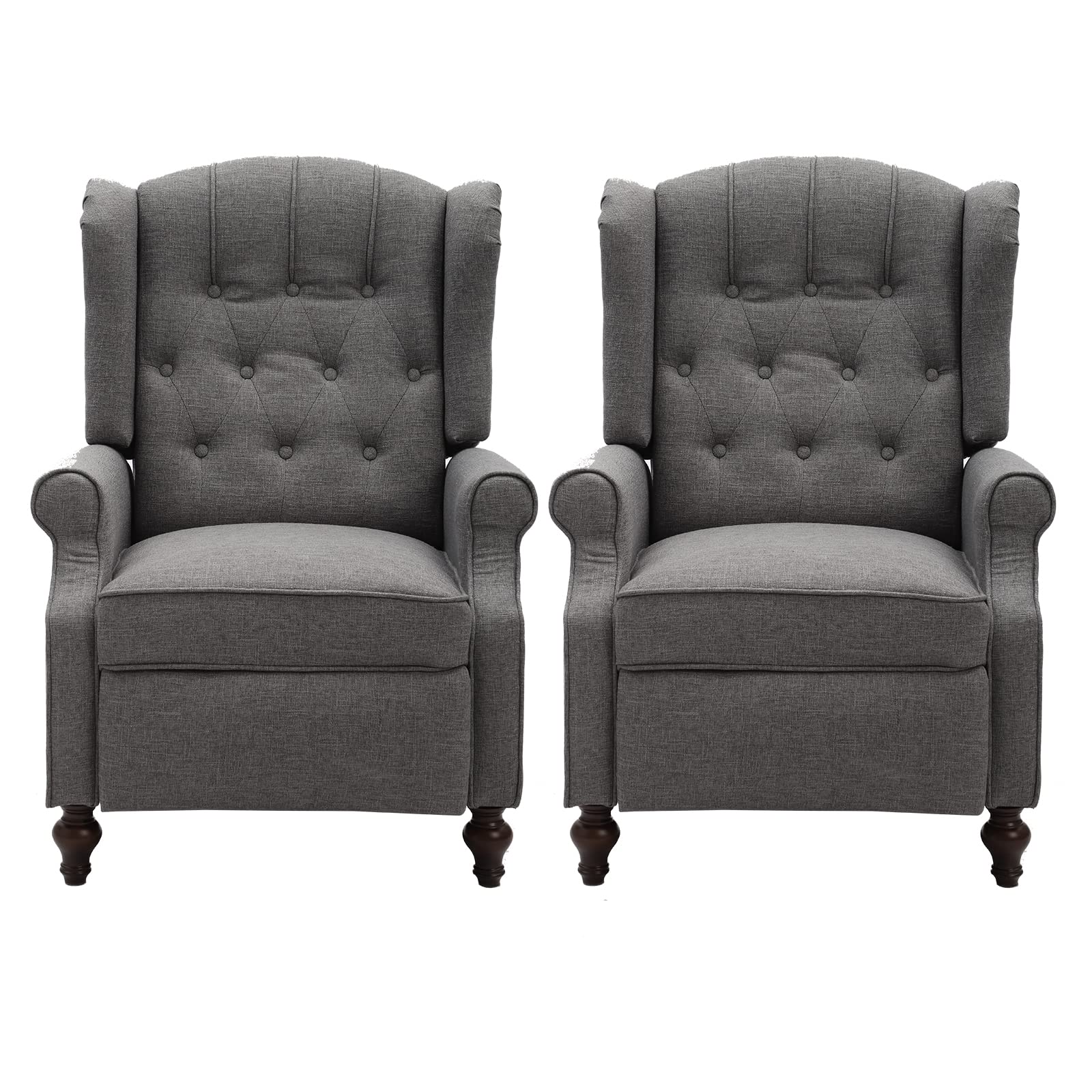 Houjud Wingback Recliner Chair - Elizabeth Tufted Upholstered Club Chair Recliner with Massage and Heat, Mid-Century Recliner Chairs with Side Pockets