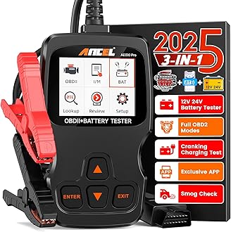 ANCEL AD310 Pro OBD2 Scanner Diagnostic Tool & Car Battery Tester & Bluetooth OBD2 Reader, Check Engine Code Reader for Car with Lights Reset Live Data, 12V 24V Battery Charging/Cranking System Test