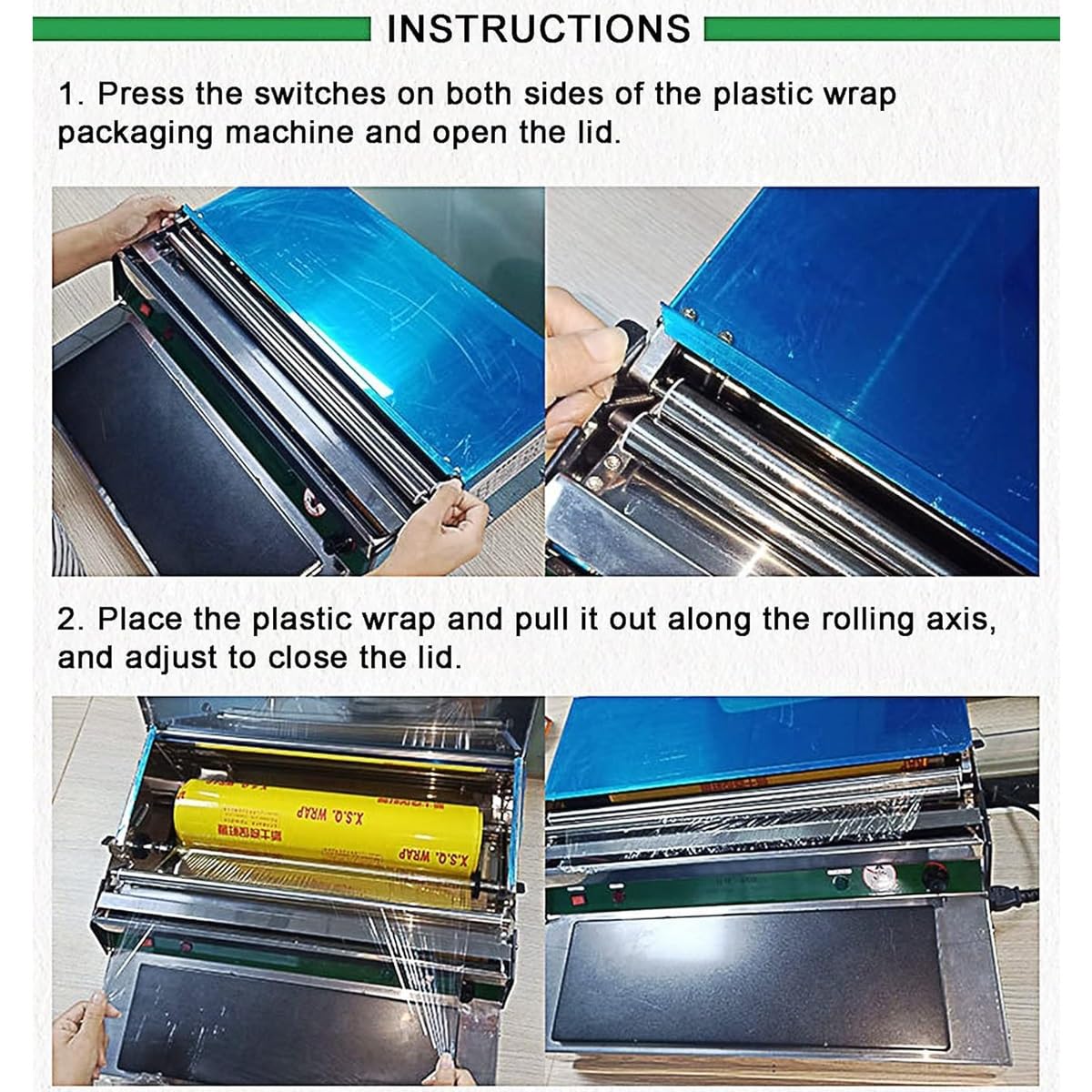 Stretchfolie Wrapper Maschine - Manuelle Frischhaltefolie Verpackungsgerät für Lebensmittel und Gemüse - 45,7 cm Handfolienversiegelung für gewerbliche Nutzung