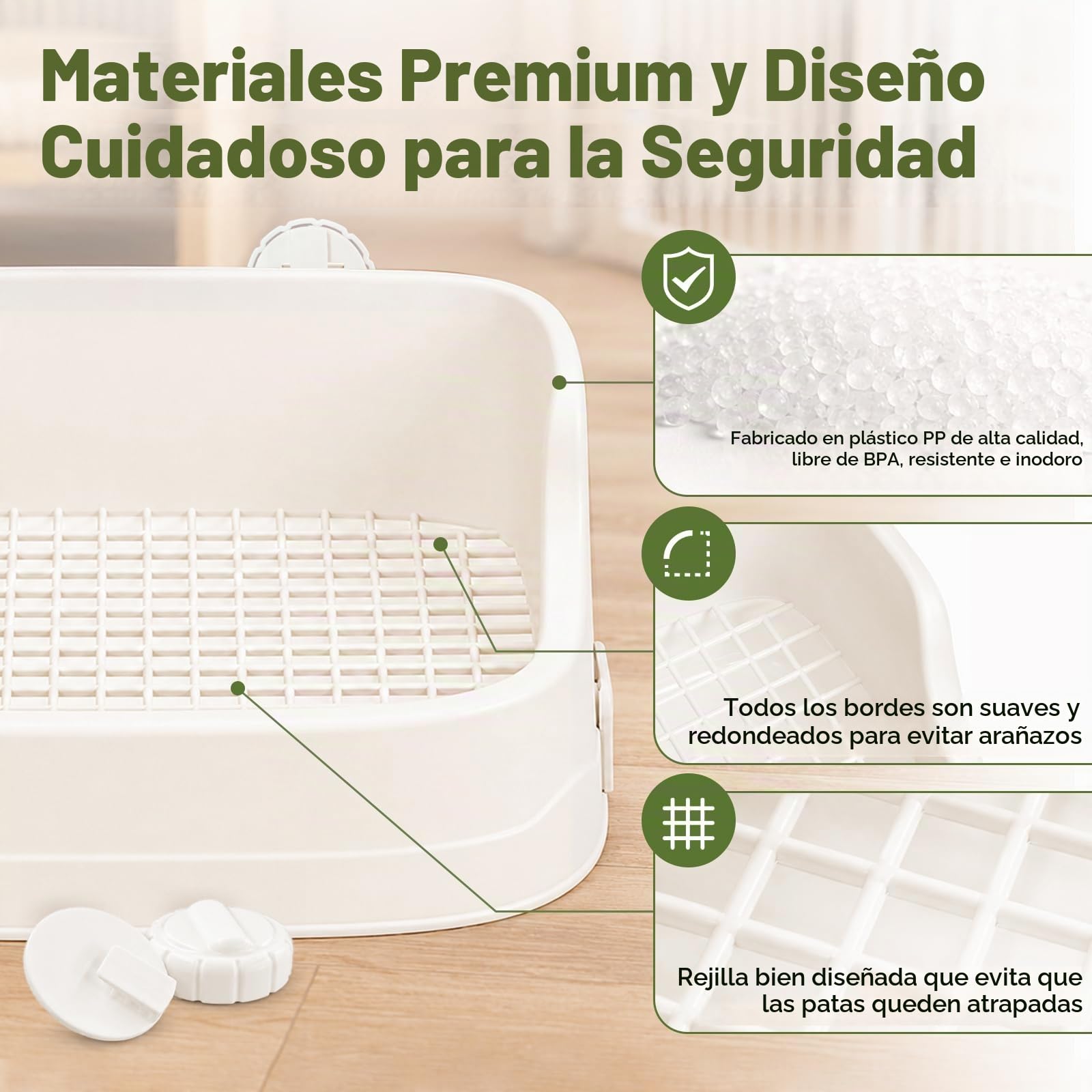 Fácil de Limpiar Esquinero Conejo Grande con Rejilla y Accesorio de Pala - Extraíble Arenero Conejo Grande - Robustas Conejos Litter Box Duraderas Entrenador para Conejos Cobayas y Chinchillas